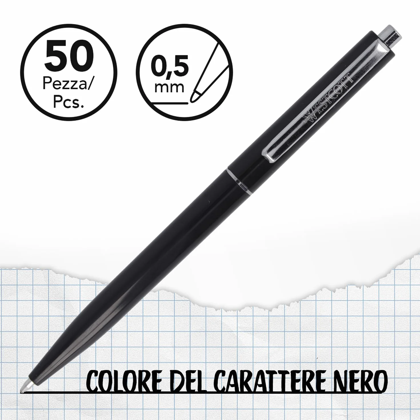 Westcott ALLTIME Penne a sfera nero 50 pezzi Spessore tratto M ISO 12757-2