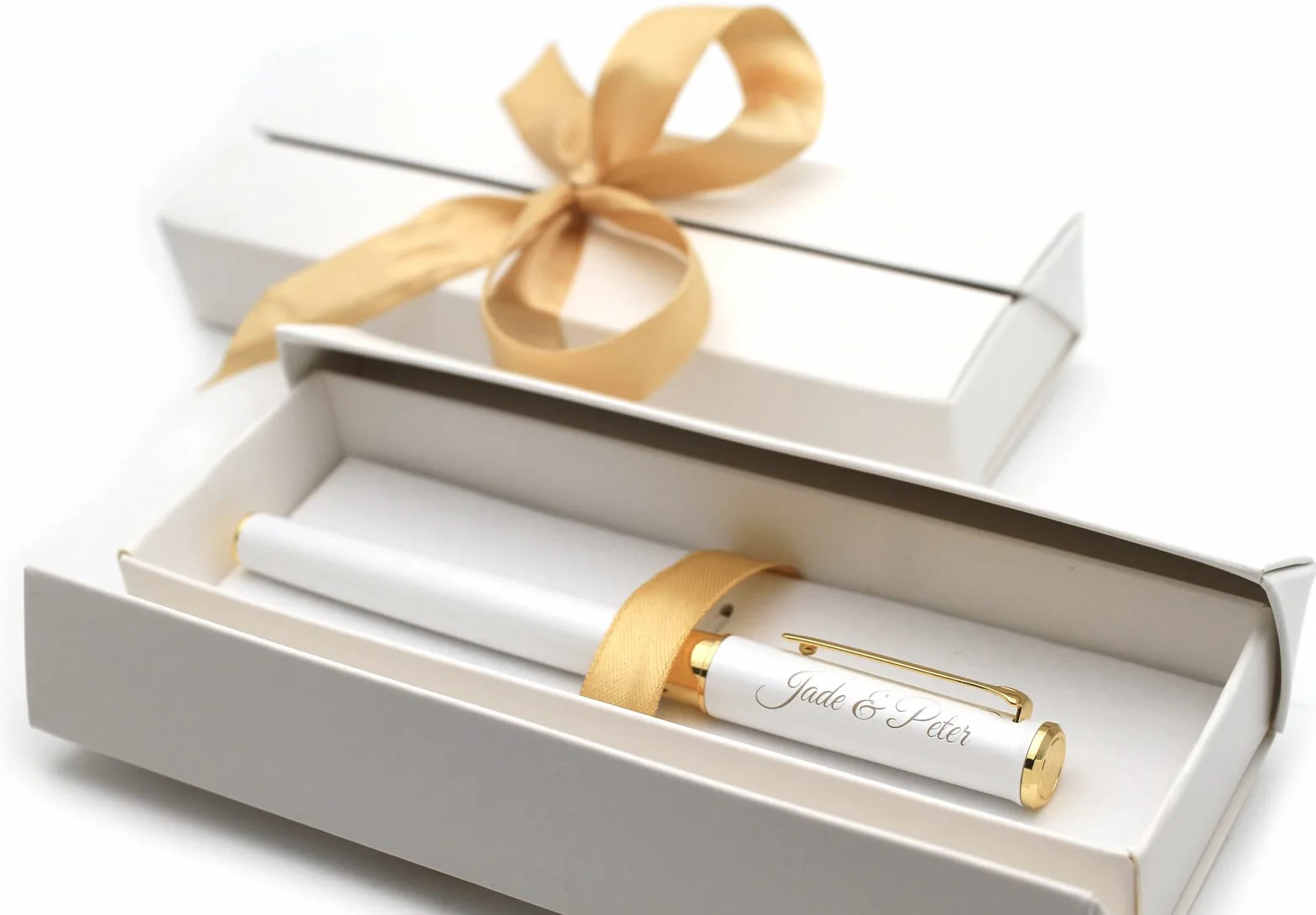 Penna personalizzata in metallo Premium con confezione regalo | Incisione laser - Bianco