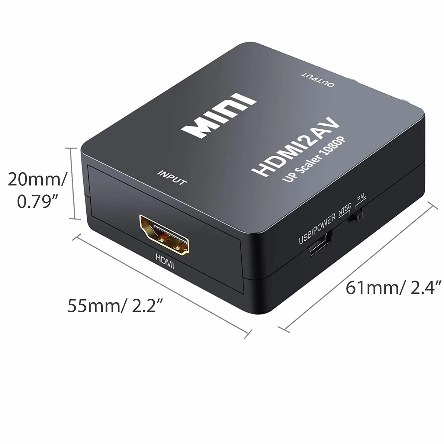Convertitore HDMI a RCA, Adattatore HDMI a RCA, Supporta PAL/NTSC con USB per Xbox 360/One, PS3, PS4, Lettore Blu-ray, Android TV Box, Fire Stick, Roku