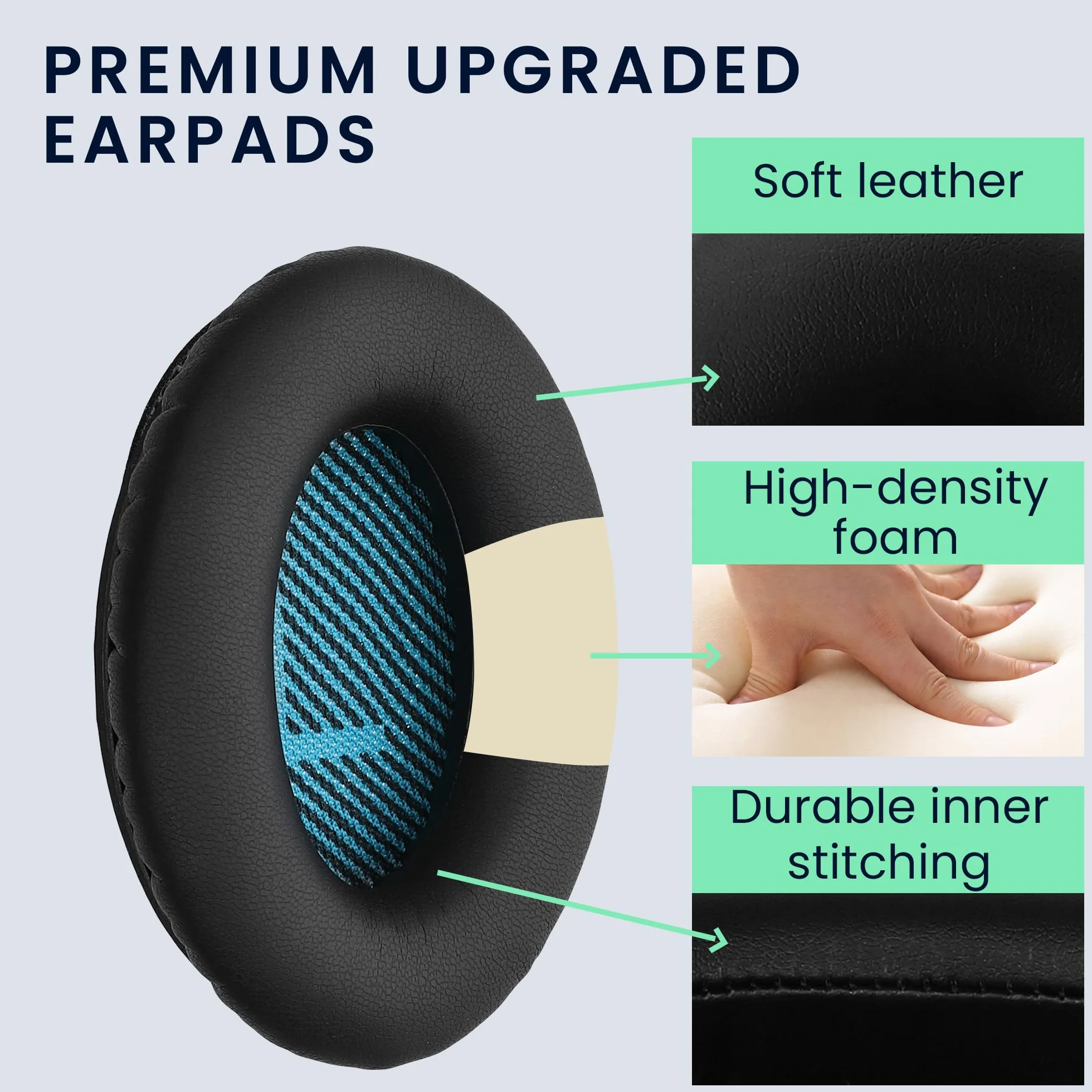 kwmobile Cuscinetti Compatibile Bose Soundlink Around-Ear Wireless II Pad Over Ear Simil Pelle Nero