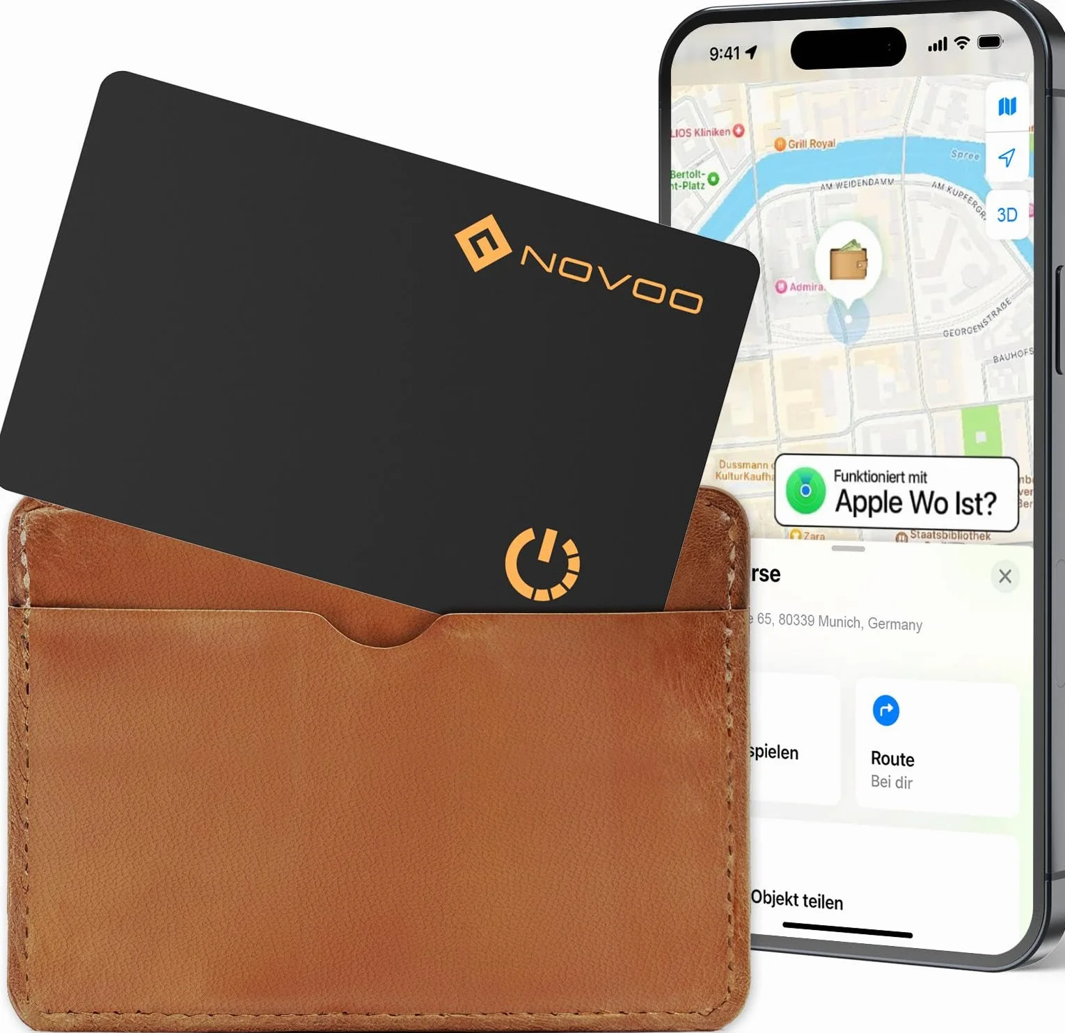 NOVOO Card Tracker IP68 impermeabile Bluetooth per Apple Find My, localizzatore oggetti per bagagli portafogli