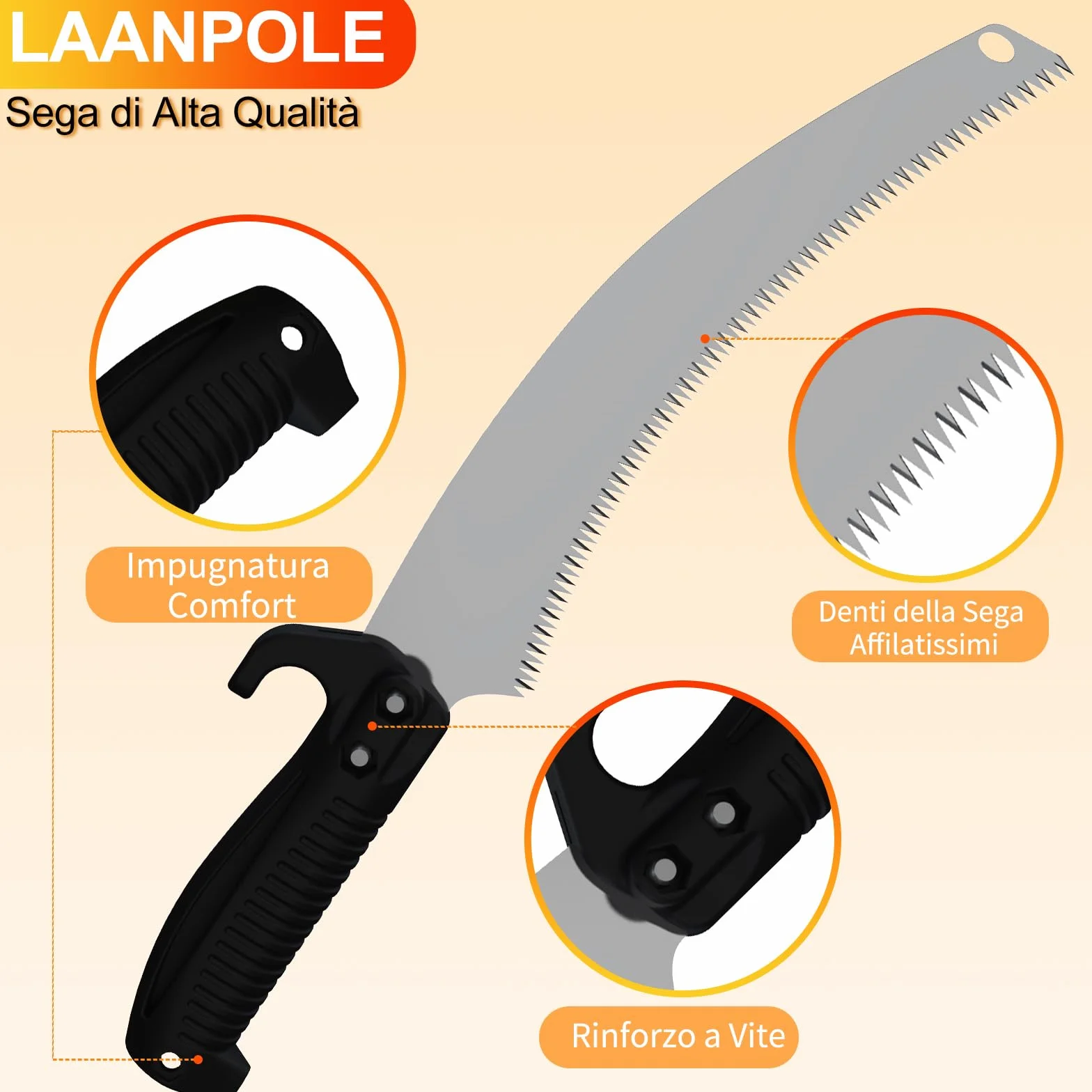 LAANPOLE Potatore su Asta Telescopica 1,5-6m, Sega su Asta 6m, Potatore Manuale per Giardino