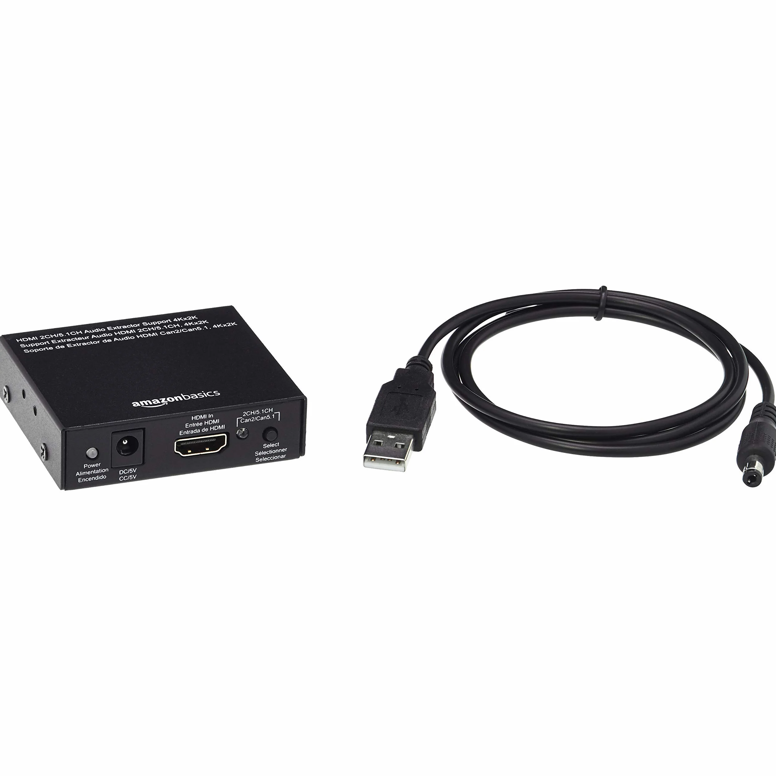 Amazon Basics Estrattore convertitore audio HDMI 4K@30Hz RCA stereo SPDIF Nero