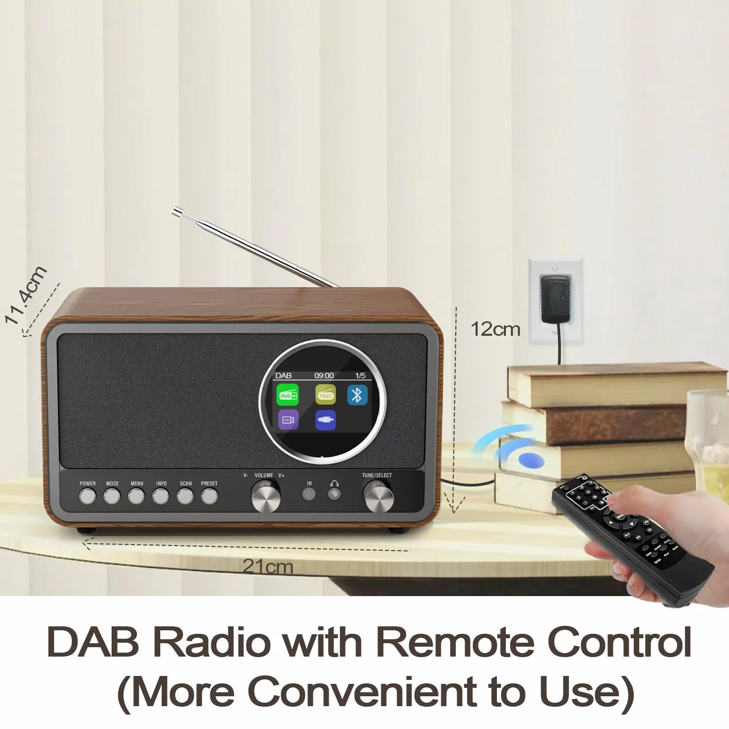 Radio portatile DAB+ FM Monodeal con 60 preset, sveglia e altoparlante HiFi 5W