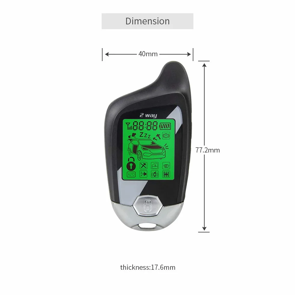 EASYGUARD EC203 2 Way Car Alarm System Keyless Entry LCD Pager DC12V