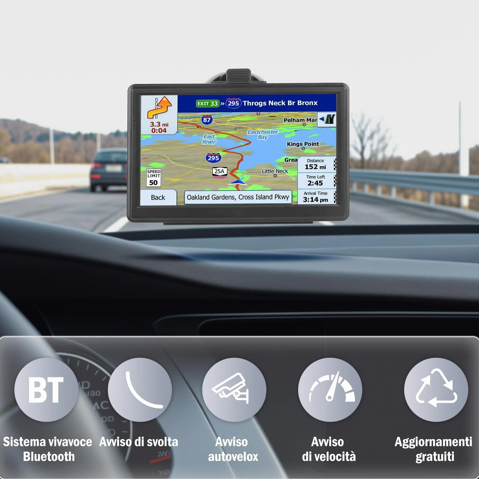 Kit navigazione GPS universale 7 pollici auto camion camper con supporto trasmettitore FM