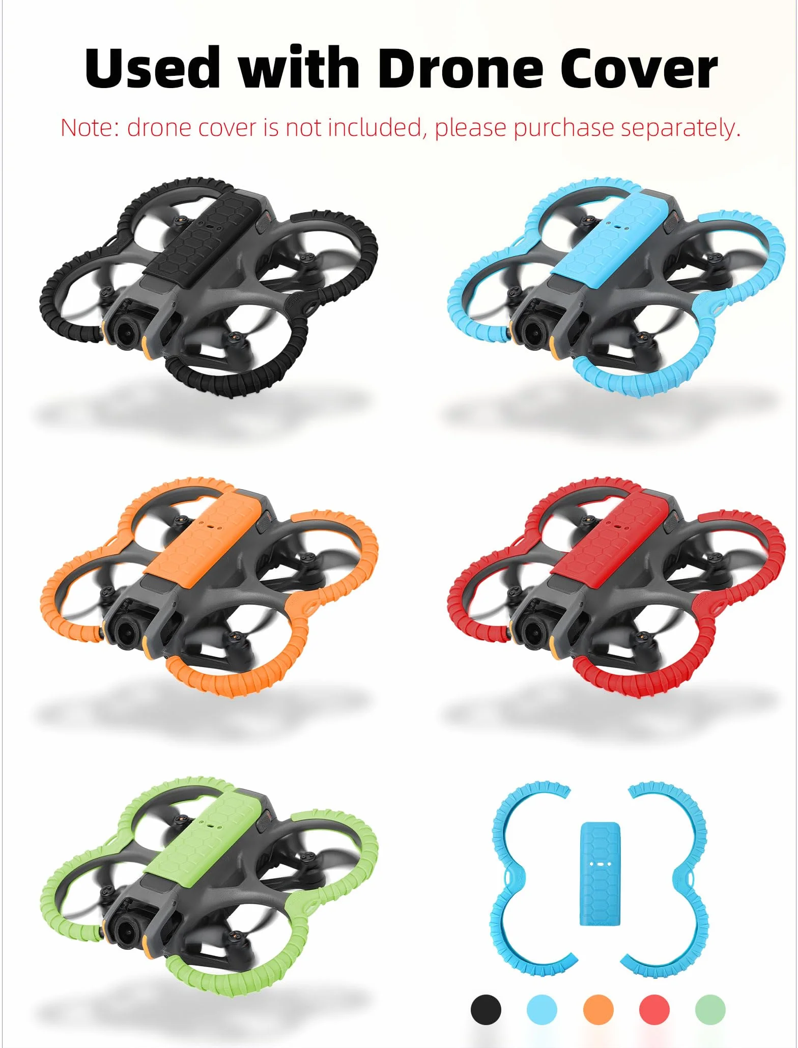 DJI Avata 2 TPU Propeller Guard Anelli di Protezione Paraurti Posteriore Nero Set