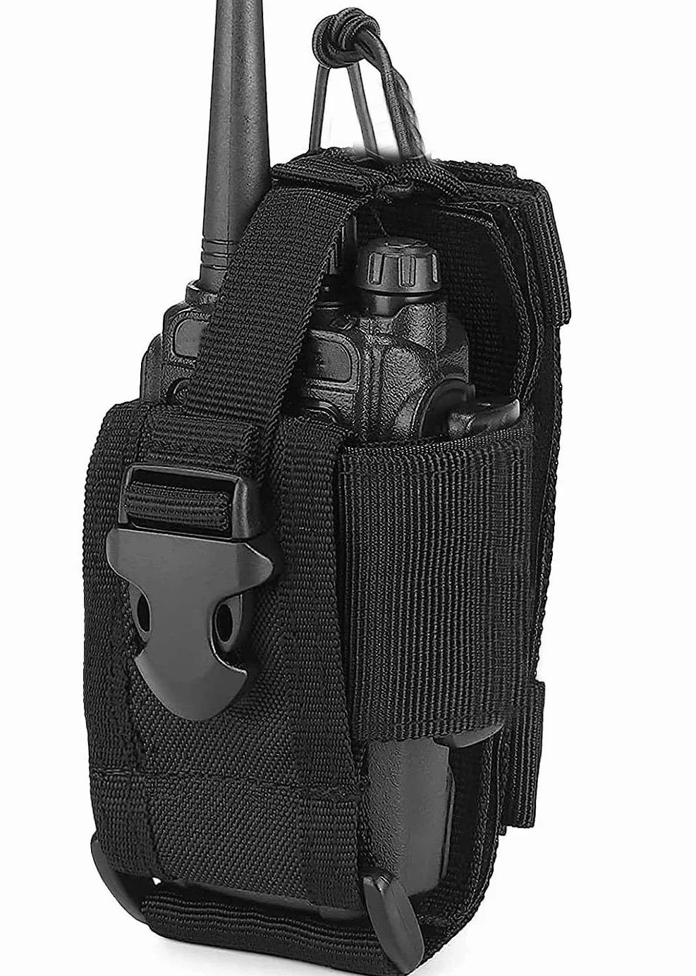Molle Tactical Radio Pouch Holster, Adjustable Waist Belt for Walkie Talkie, Police Military Radio Holder