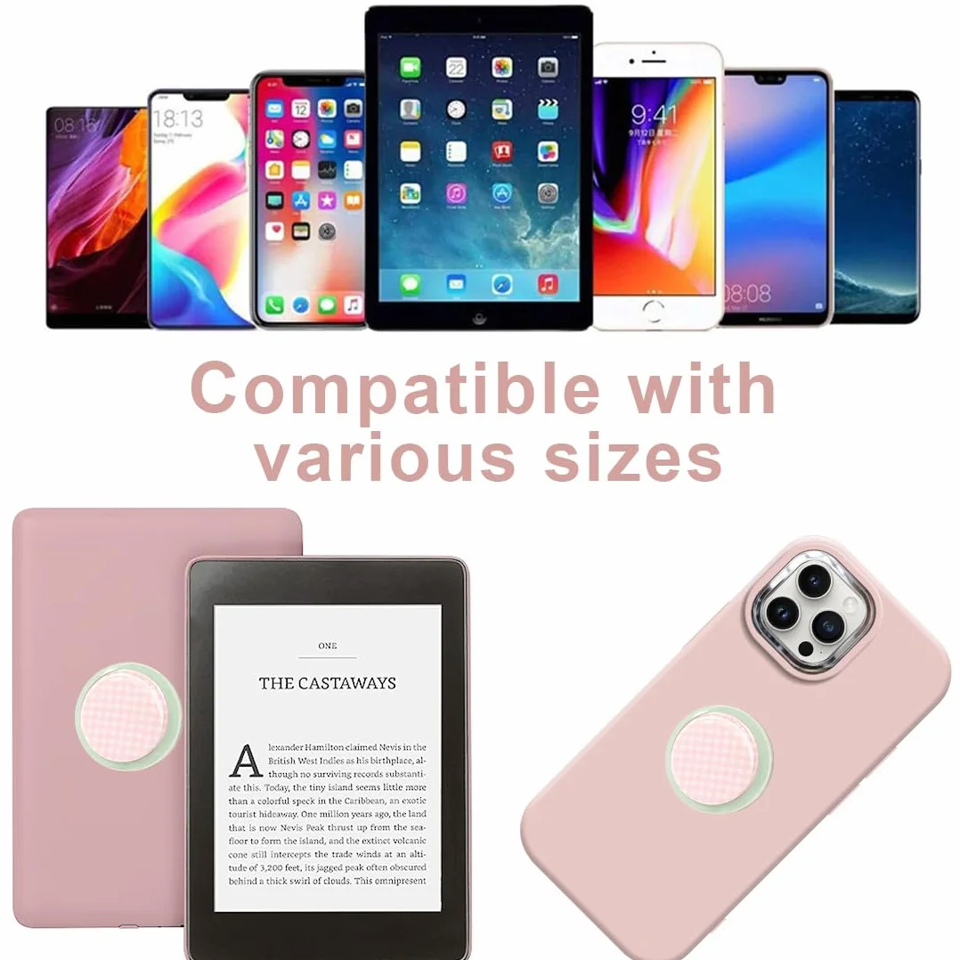 Supporto Magnetico per Kindle Paperwhite, Design a Quadri Rosa con Maniglia Pieghevole, Compatibile con Smartphone, Tablet