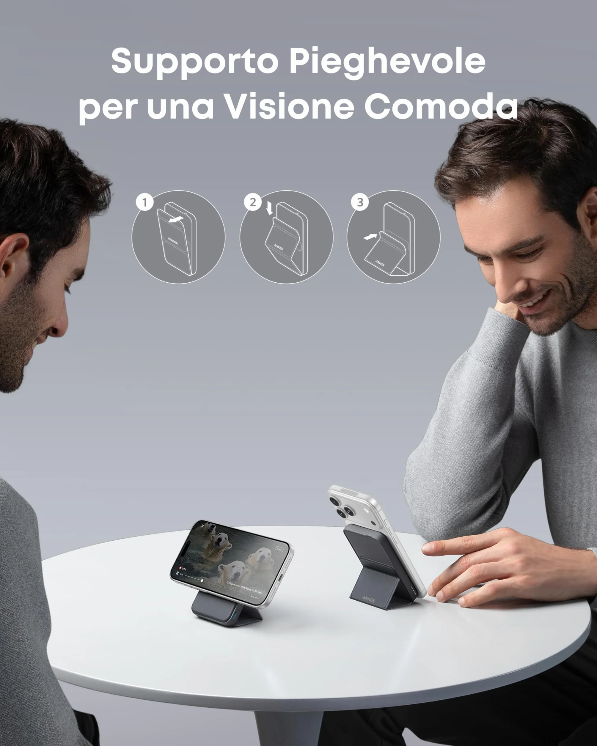 Anker Power Bank MagSafe 5000 mAh 622 Magnetico Senza Fili MagGo, Powerbank Magnetico Pieghevole con USB-C per iPhone 17 Pro Max/Serie 16-12 Nero