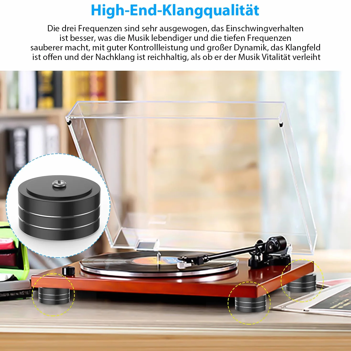 Tertullus 4 piedini per altoparlanti HiFi 40 mm × 20 mm alluminio M4 nero