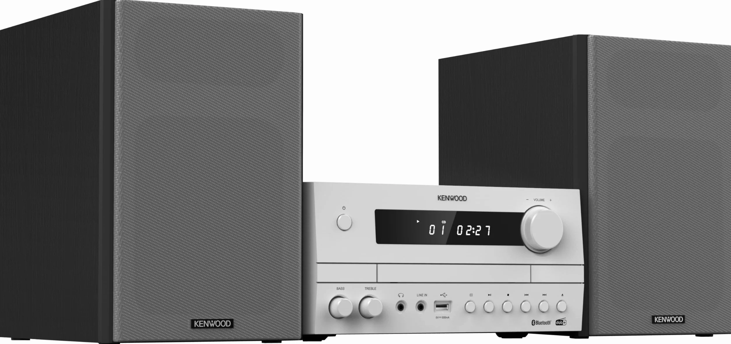 KENWOOD Sistema HiFi Stereo M-822DAB Ricevitore Radio DAB+ FM Lettore CD USB Amplificatore 50W x 2 Altoparlante Bass Reflex 2 Vie Bianco