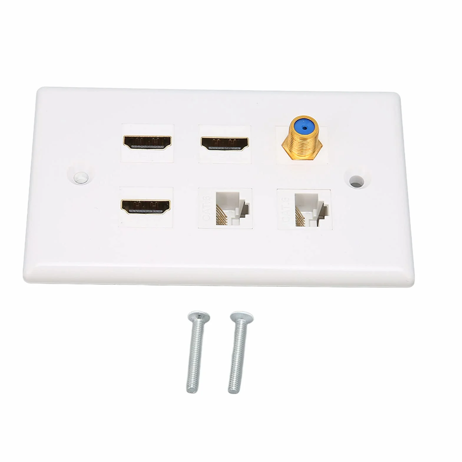 Goshyda Piastra da Parete HDMI Coassiale Ethernet, 6 Porte 4K HDMI RJ45 TV F Head Decorativa