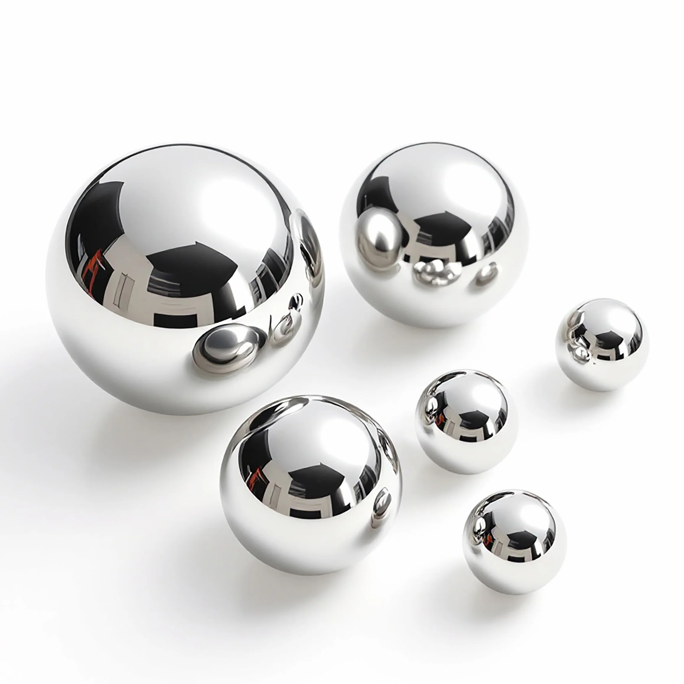 Spetebo Sfera decorativa in acciaio inox, lucida argento, per fontane ornamentali, in 3 dimensioni da 2 cm a 6 cm - Set da 6 - Sfera cava in metallo per fontana decorativa - Sfera decorativa in