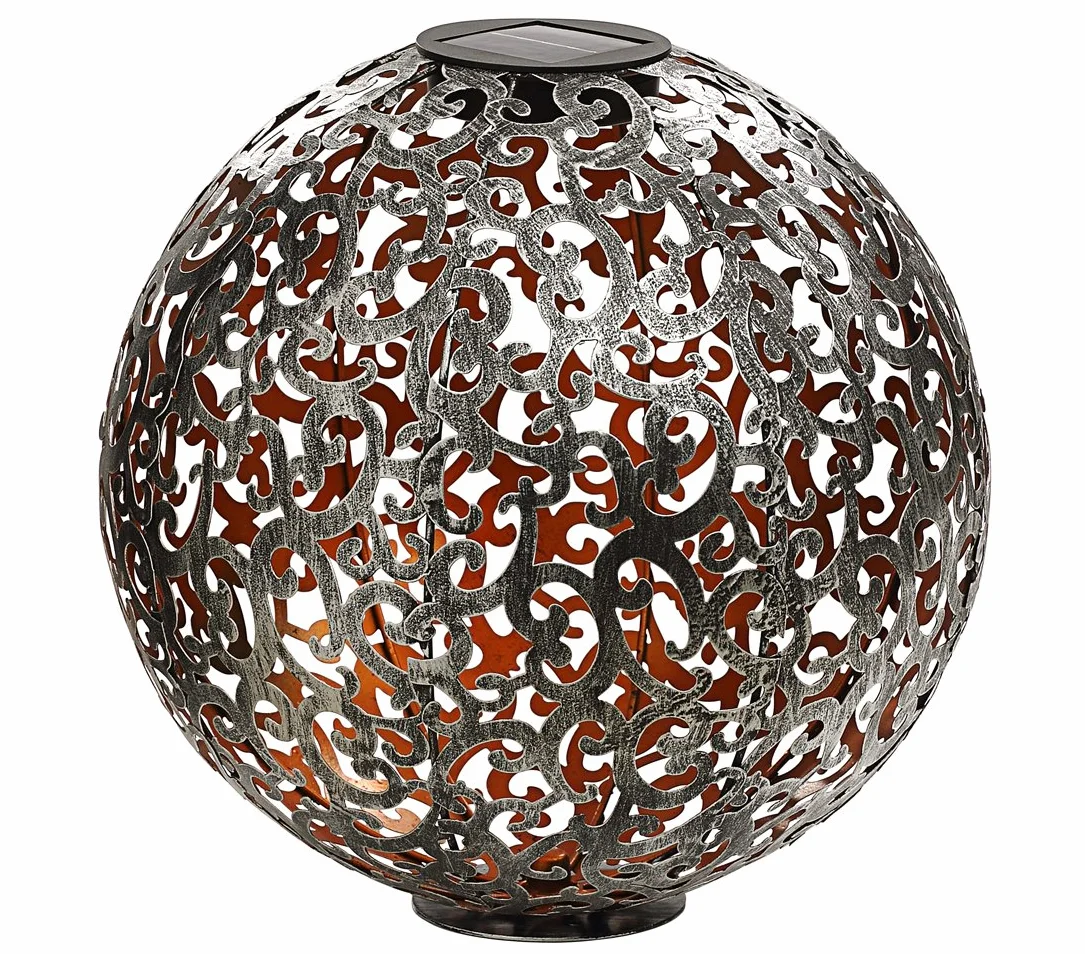 Dehner - Sfera Solare Luanda, Ø 30 cm, Metallo, Argento/Rame