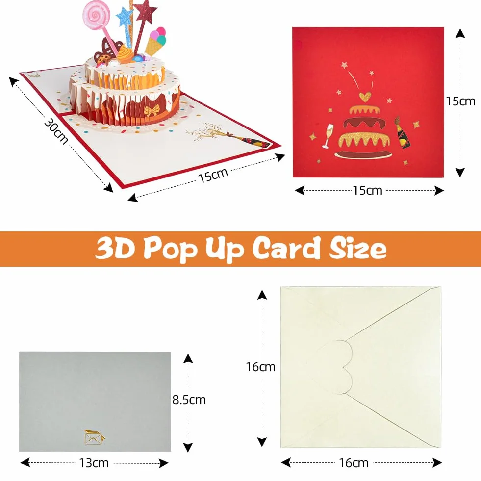 OFFCUP Biglietto Auguri Compleanno Pop Up 3D con Busta per Donne Uomini