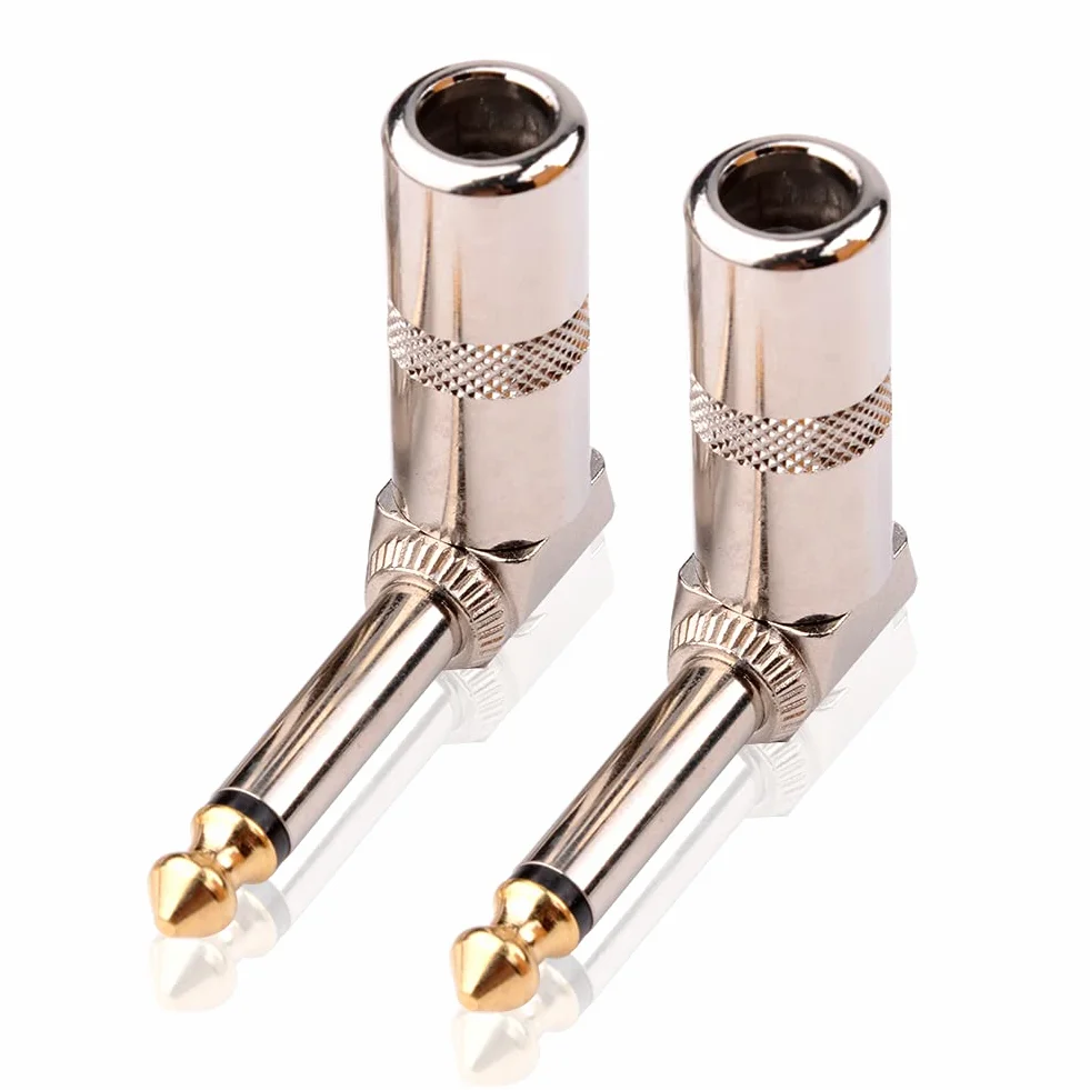 Audio 6.35mm 90 Gradi Maschio a 8mm Spina Saldatura Angolo per Altoparlante Chitarra Microfono