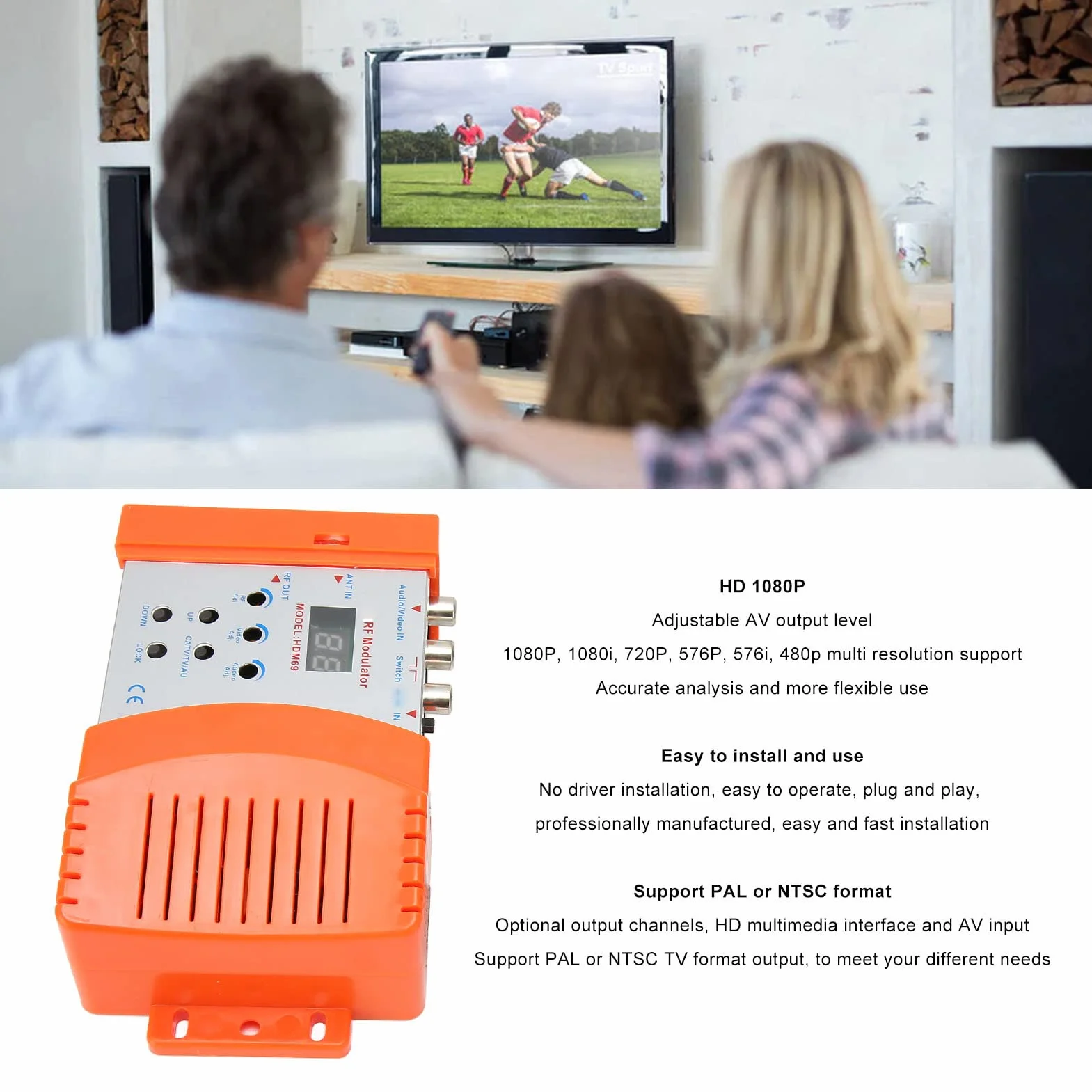Modulatore HDMI RF Digitale, Convertitore AV a RF 1080P PAL/NTSC per HDTV