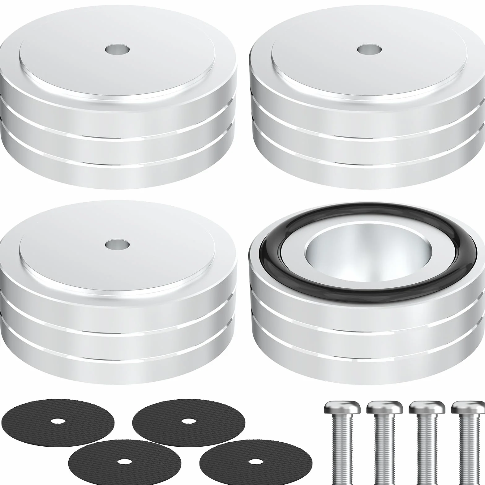 Monosaudio HiFi Spikes Pad 58 x 22 mm piedini in alluminio ammortizzatore per altoparlanti M4 x 0,7