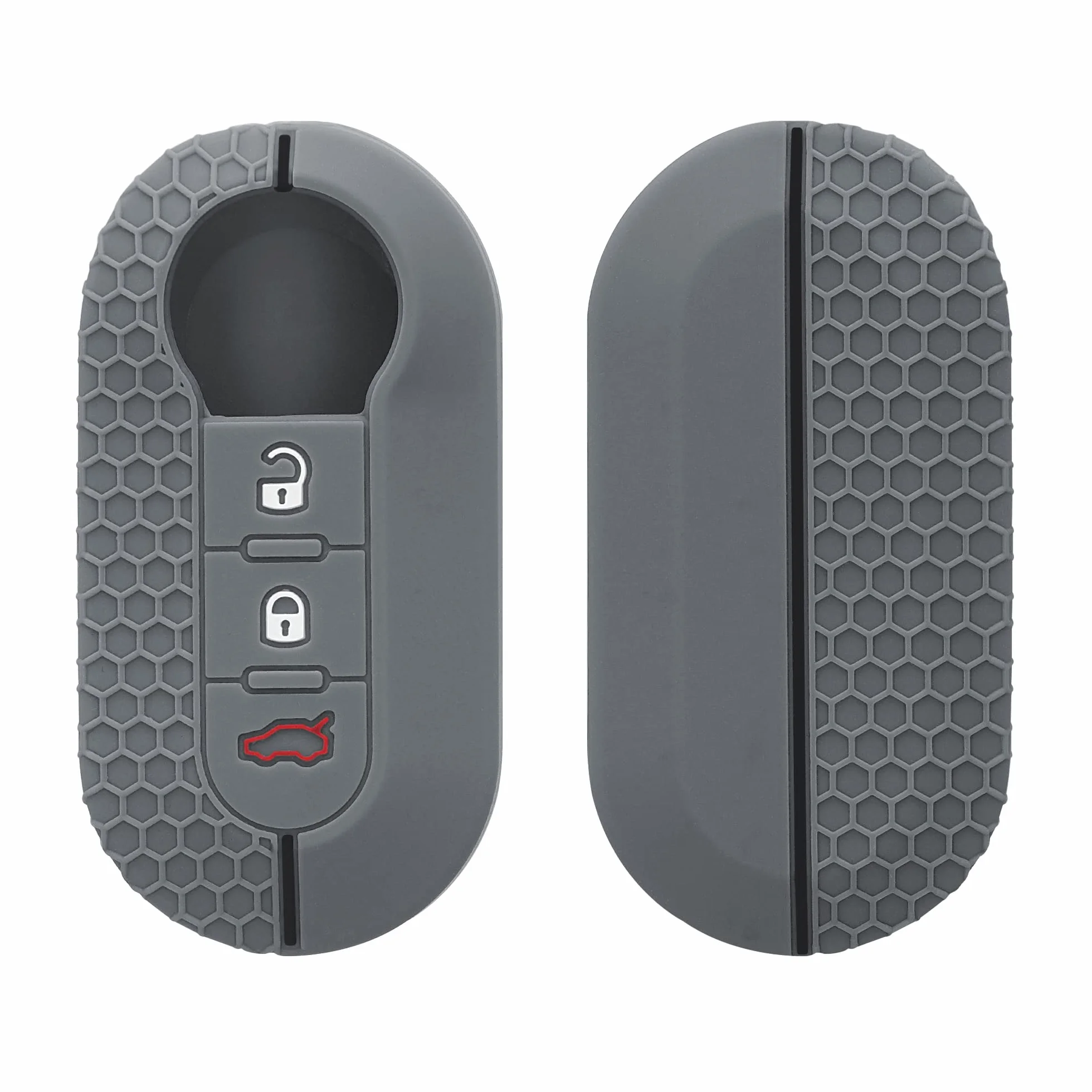 kwmobile Custodia Coprichiave Compatibile Fiat Lancia 3 Tasti Pieghevole Cover Grigio Nero