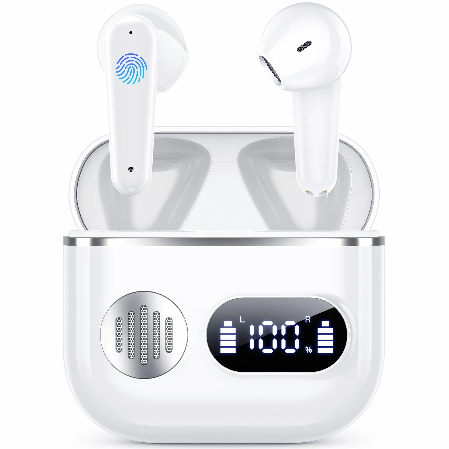 Cuffie Auricolari Bluetooth 6.1 Wireless In Ear con Cancellazione Rumore ENC, 48 Ore Riproduzione, Ceramico Bianco