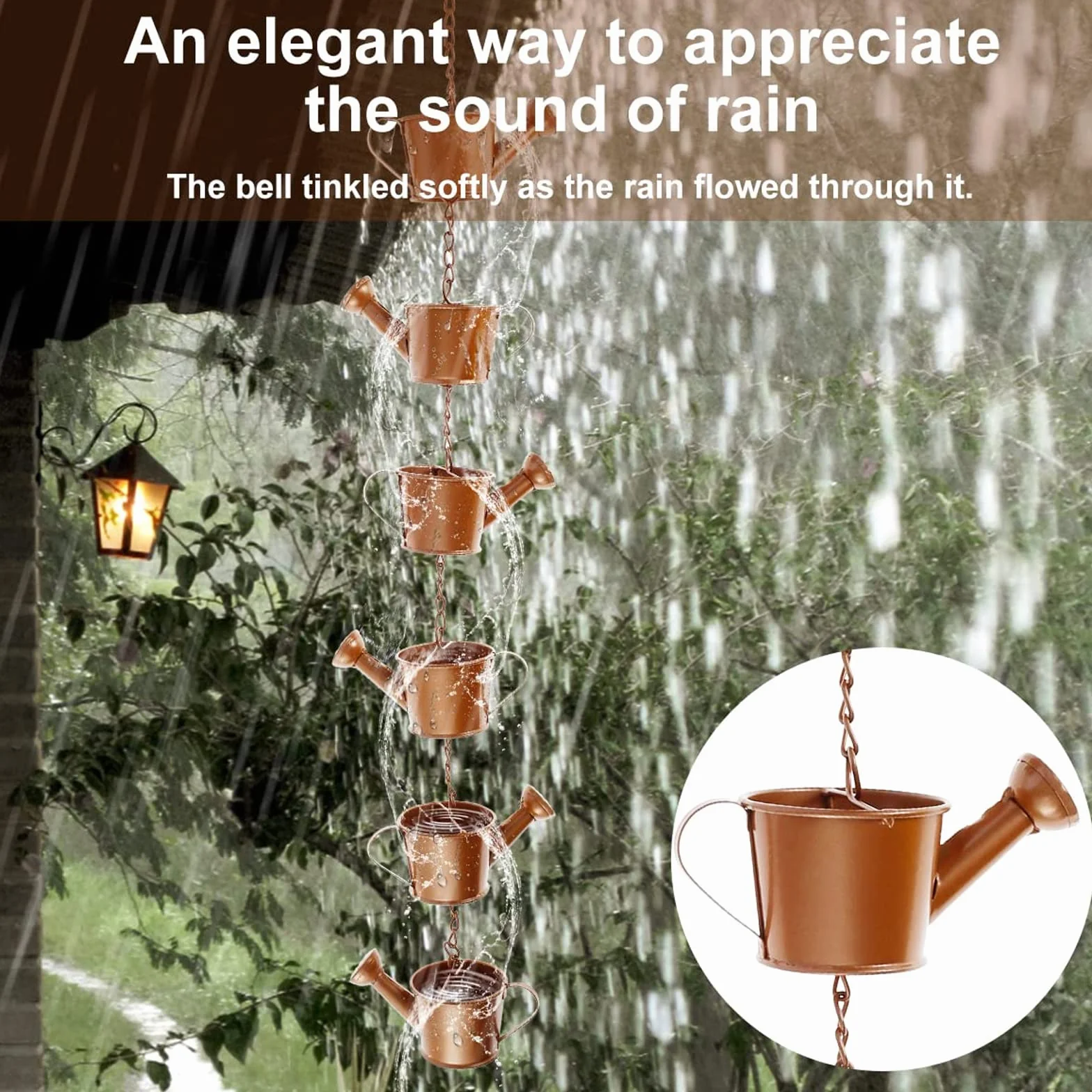 Catena Di Pioggia 90 Cm Metallo Per Canali Tetto Decorazione Giardino