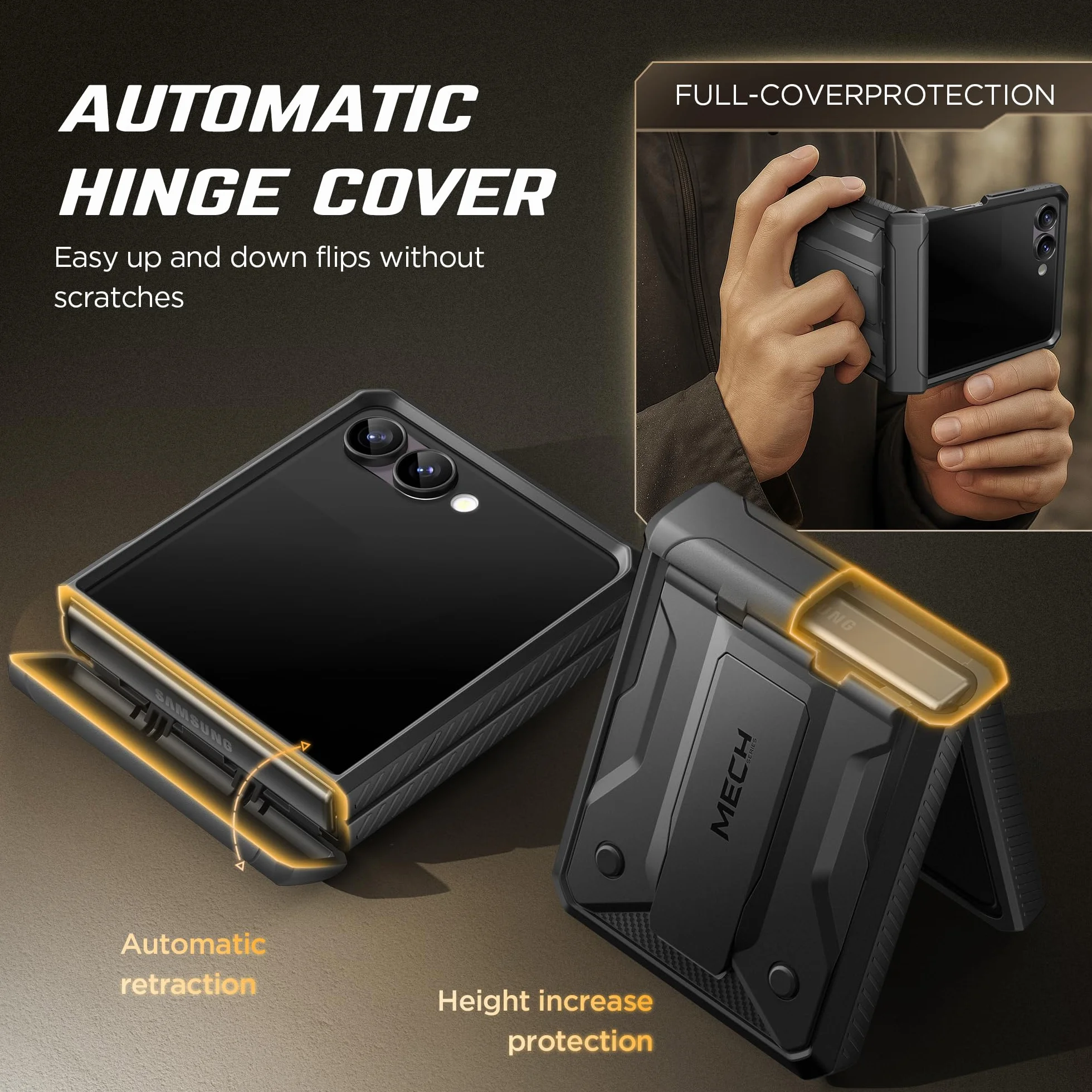 Tongate Custodia Flip Seven per schermo con protezione, nero