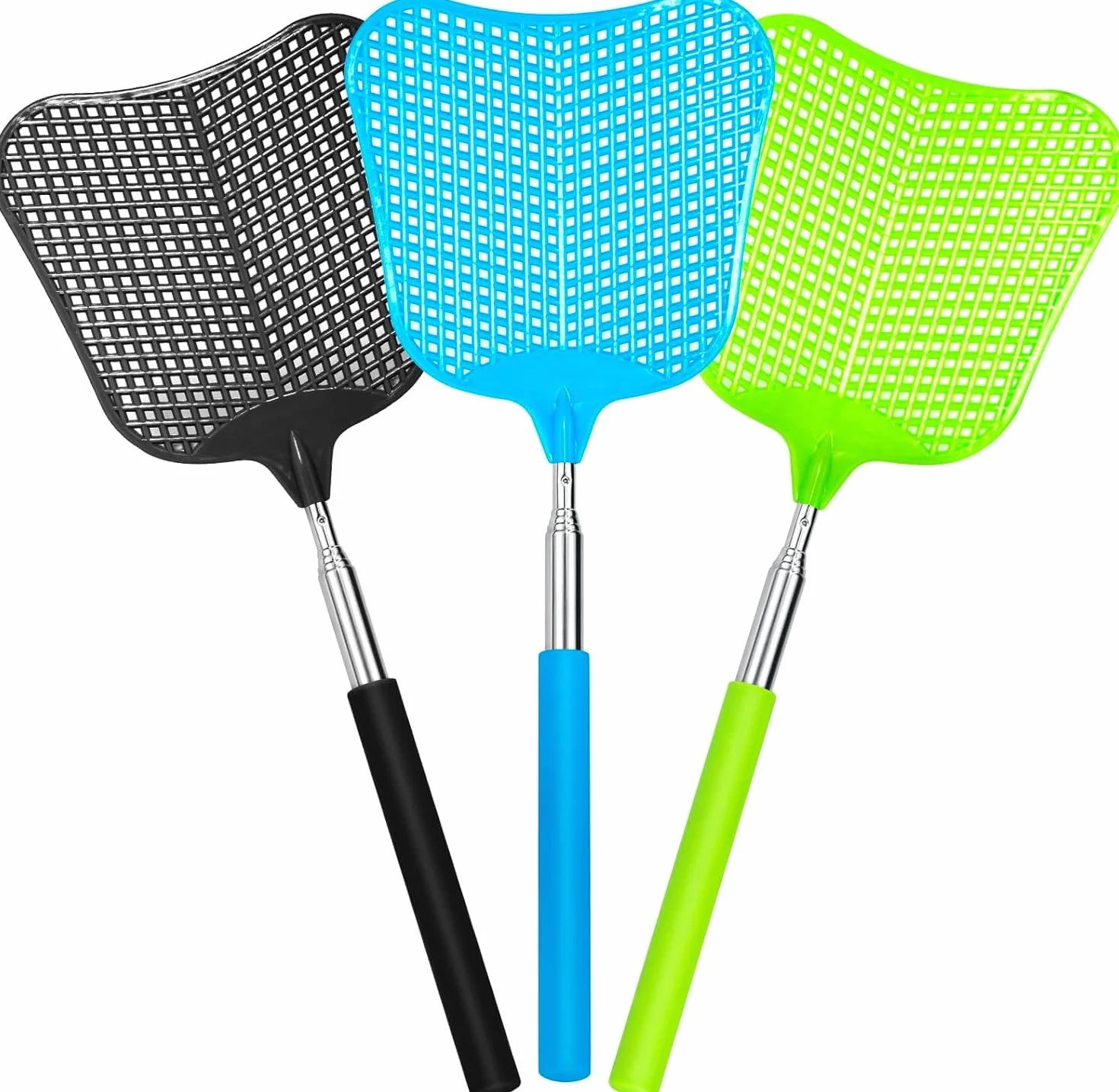 Paletta Mosche Allungabile, 3 Pezzi Estensibile Scacciamosche Telescopico, Colorato Manuale Paletta Mosche Plastica, Insetti Paletta Zanzare, per Allontanarsi Mosche, Zanzare, Vespe e Altri Insetti