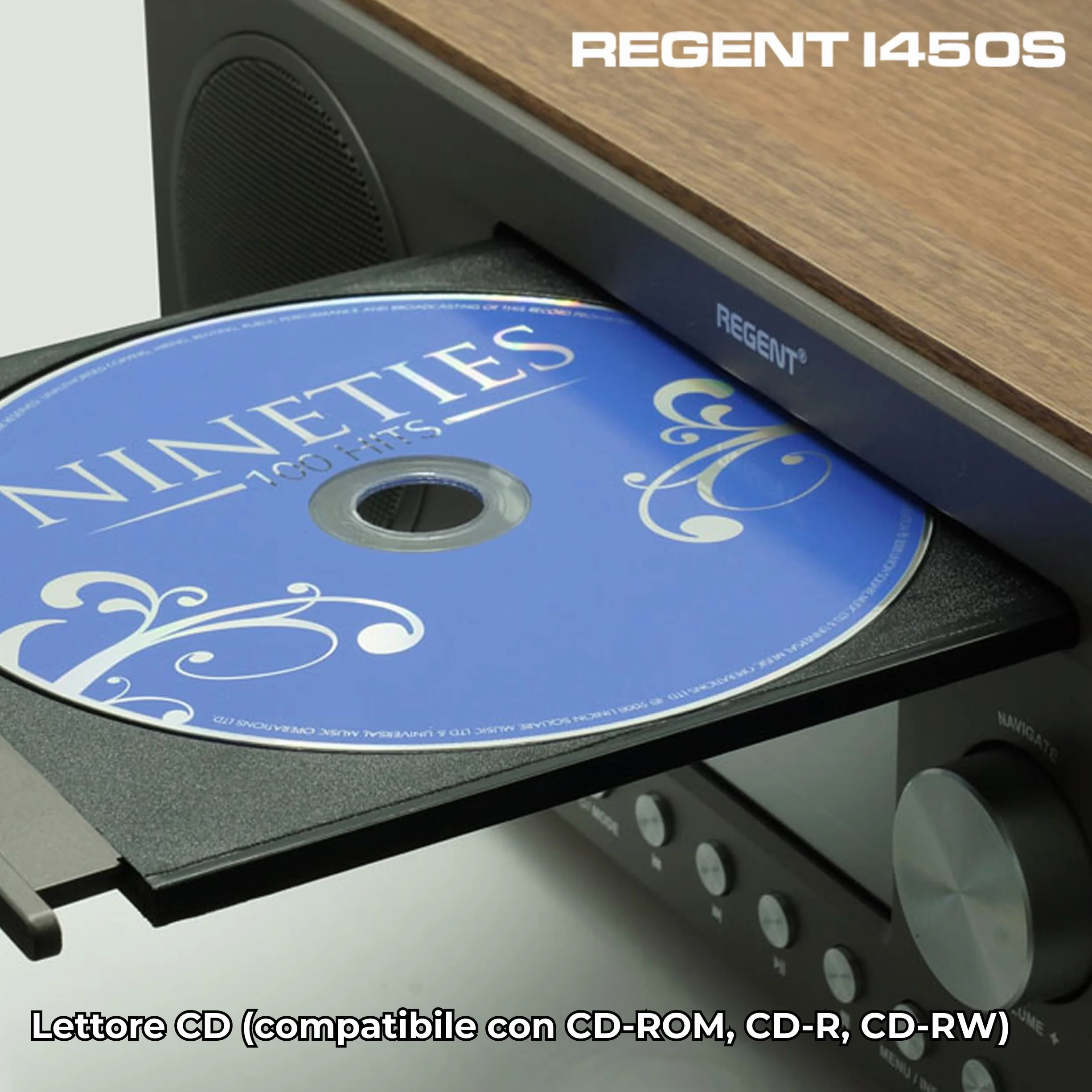 Ferguson Regent i450s DAB+ Digital Internet Radio with Spotify Connect, Bluetooth, AUX, USB, Hi-Fi Home Stereo, Doppio Allarme, Telecomando Nero
