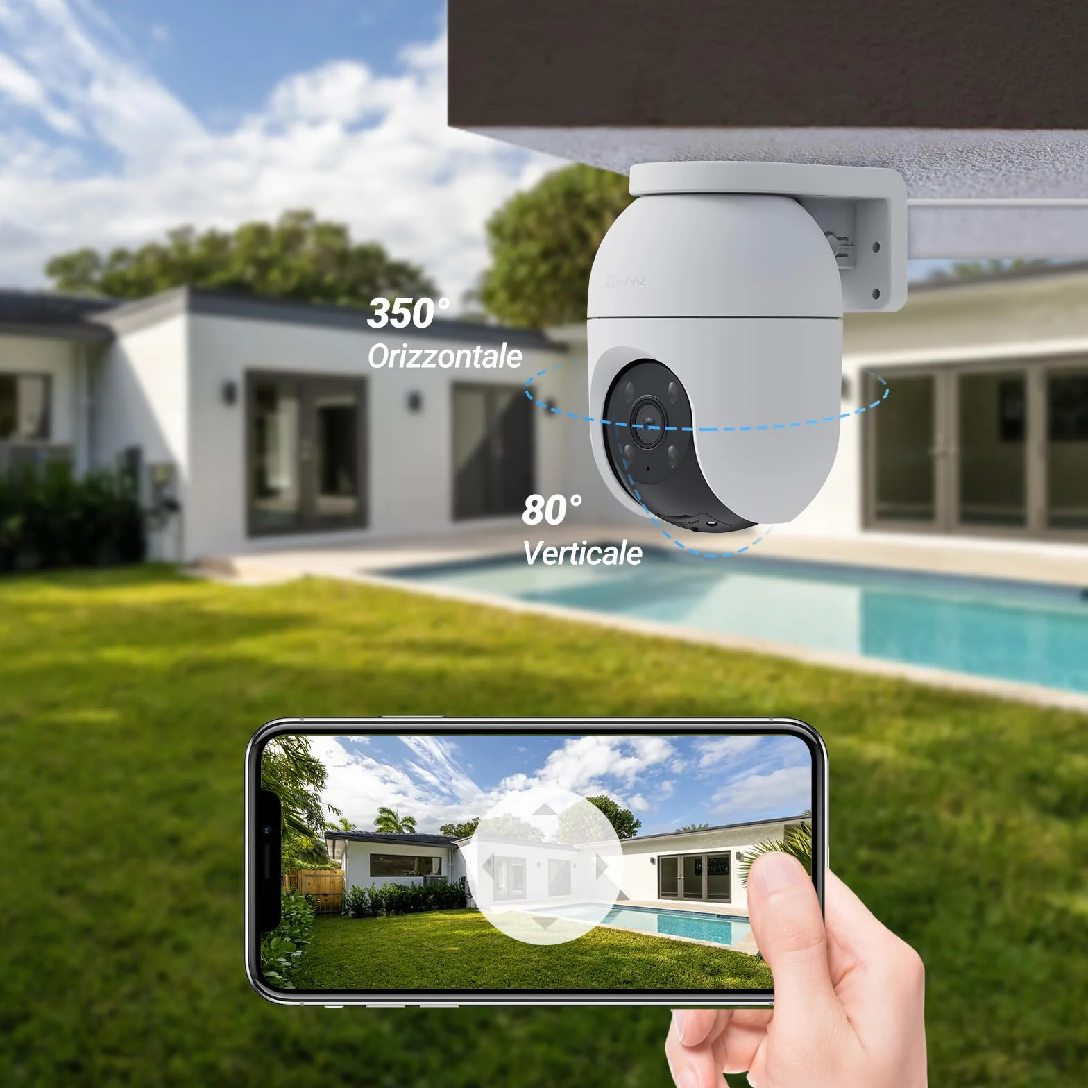 EZVIZ C8c 2MP Telecamera di Sorveglianza Wi-Fi Esterno 360° Auto-Zoom Tracciamento IP65