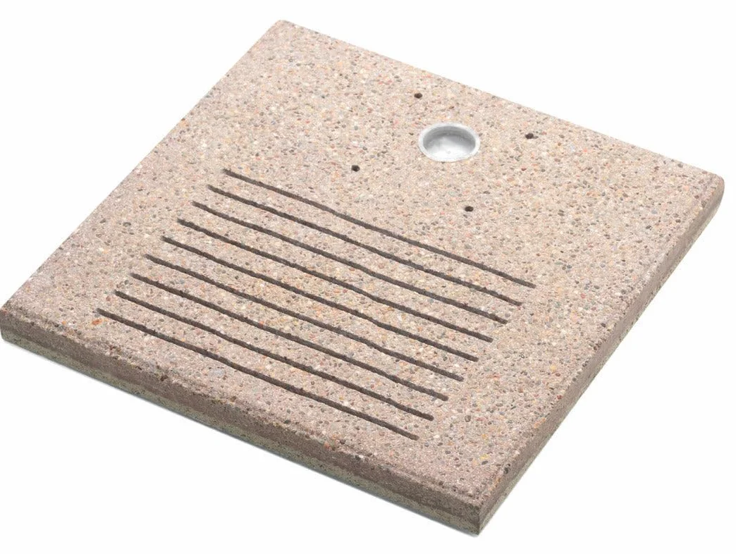 Base Quadrata 40x40x4 cm per Fontane con Ghiera Grande in Cemento Belfer 42/BSE/7.T Tortora