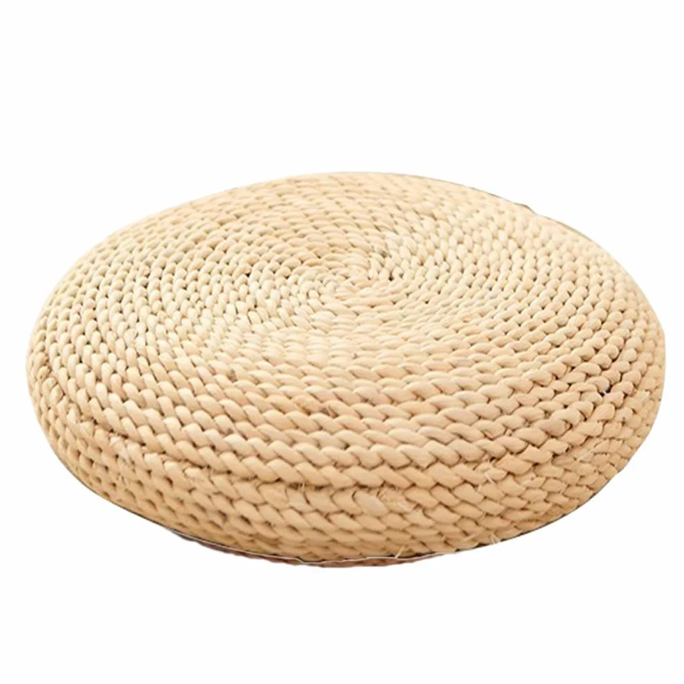 Cuscino da meditazione giapponese, con tatami giapponesi, cuscino naturale in paglia, cuscino rotondo per yoga, cuscino a maglia per giardino, decorazione della sala da pranzo