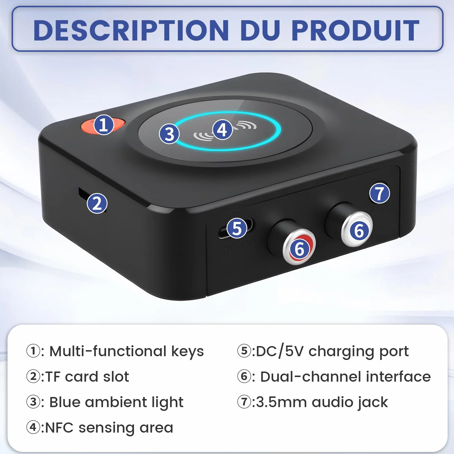 Ricevitore Bluetooth 5.1 HiFi per Stereo, Adattatore Audio Wireless RCA 3,5 mm, 30 Metri