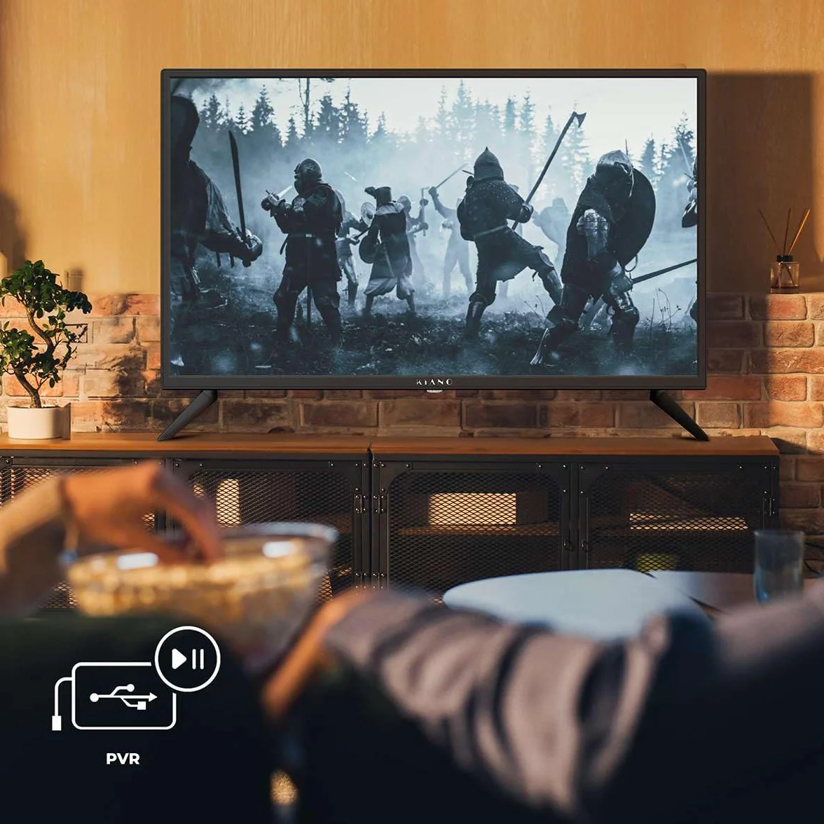 KIANO Slim TV 32" 80 cm DVB-T2 CI+ LED HD HDMI USB Dolby Audio PVR Hotel Mode Czarny