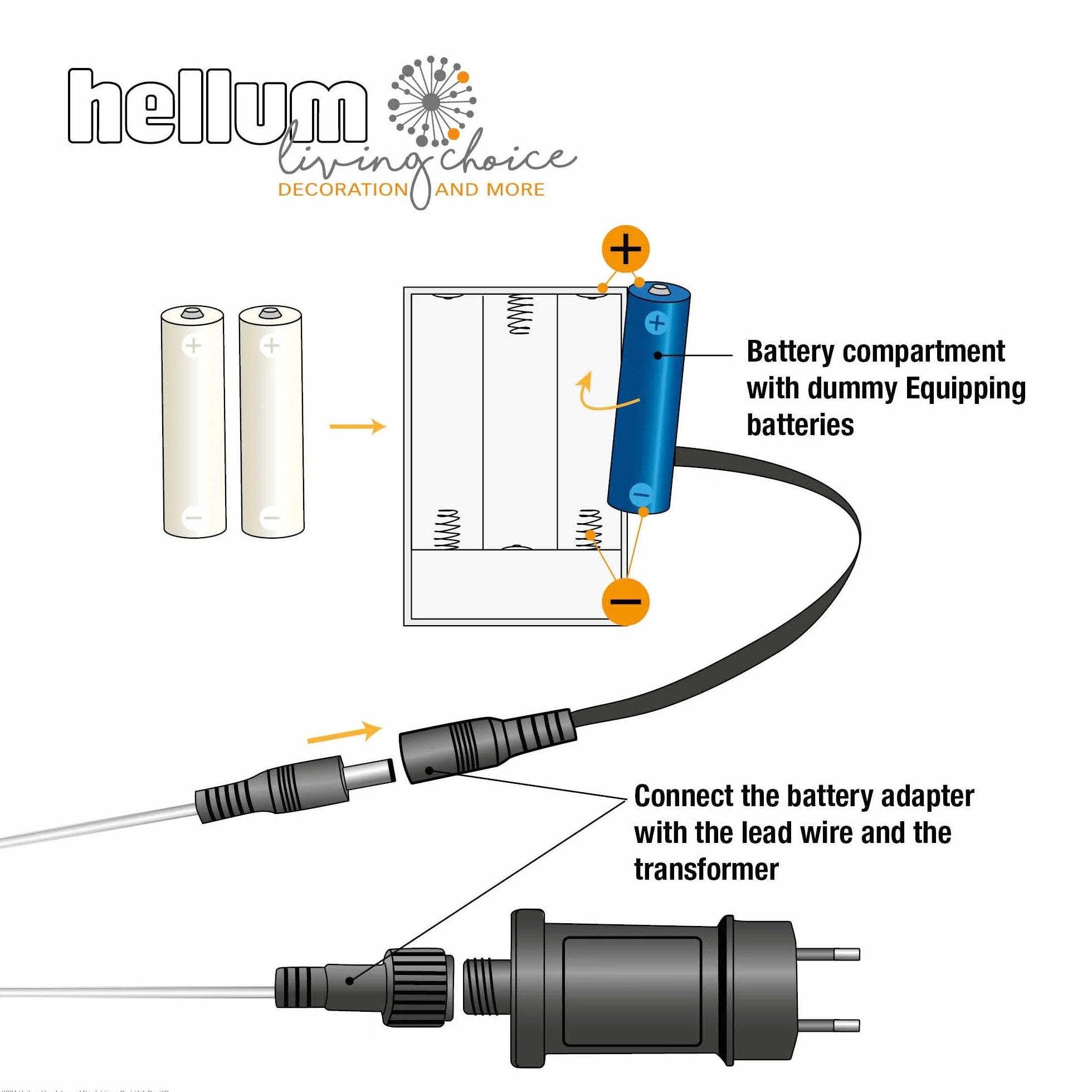Hellum Adattatore per batterie AA 3x 3V 230V cavo 1,8 m 3 pezzi