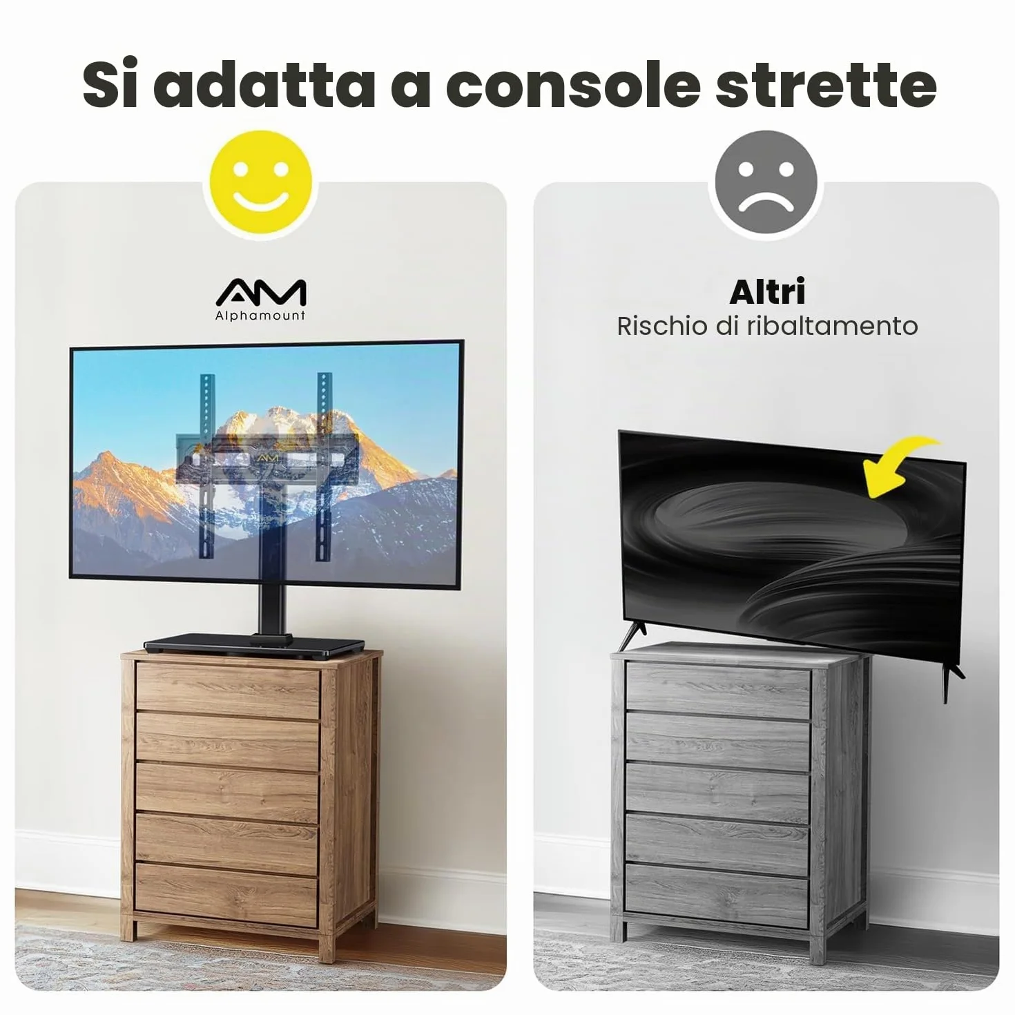 AM alphamount Supporto universale per TV girevole 24-60 pollici VESA 400x400 mm 45kg