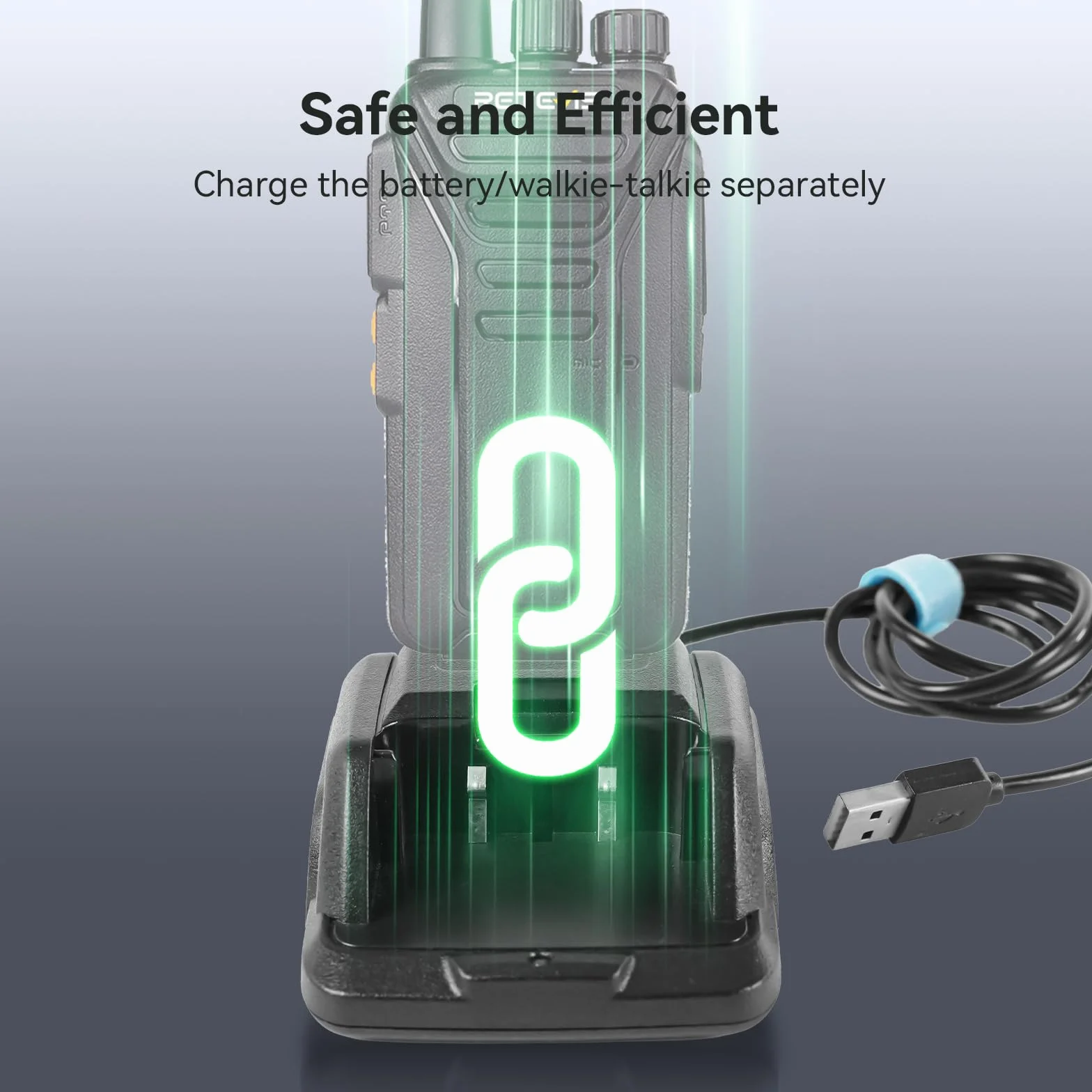 Retevis RT27 Caricabatterie Base di Ricarica Originale con USB Compatibile, Nero