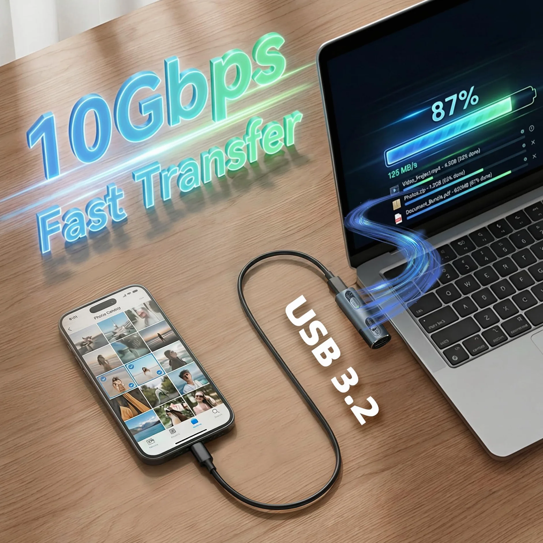 Adattatore USB-C 2 in 1 Audio e Ricarica Rapida 100W per Laptop Tablet Smartphone Grigio