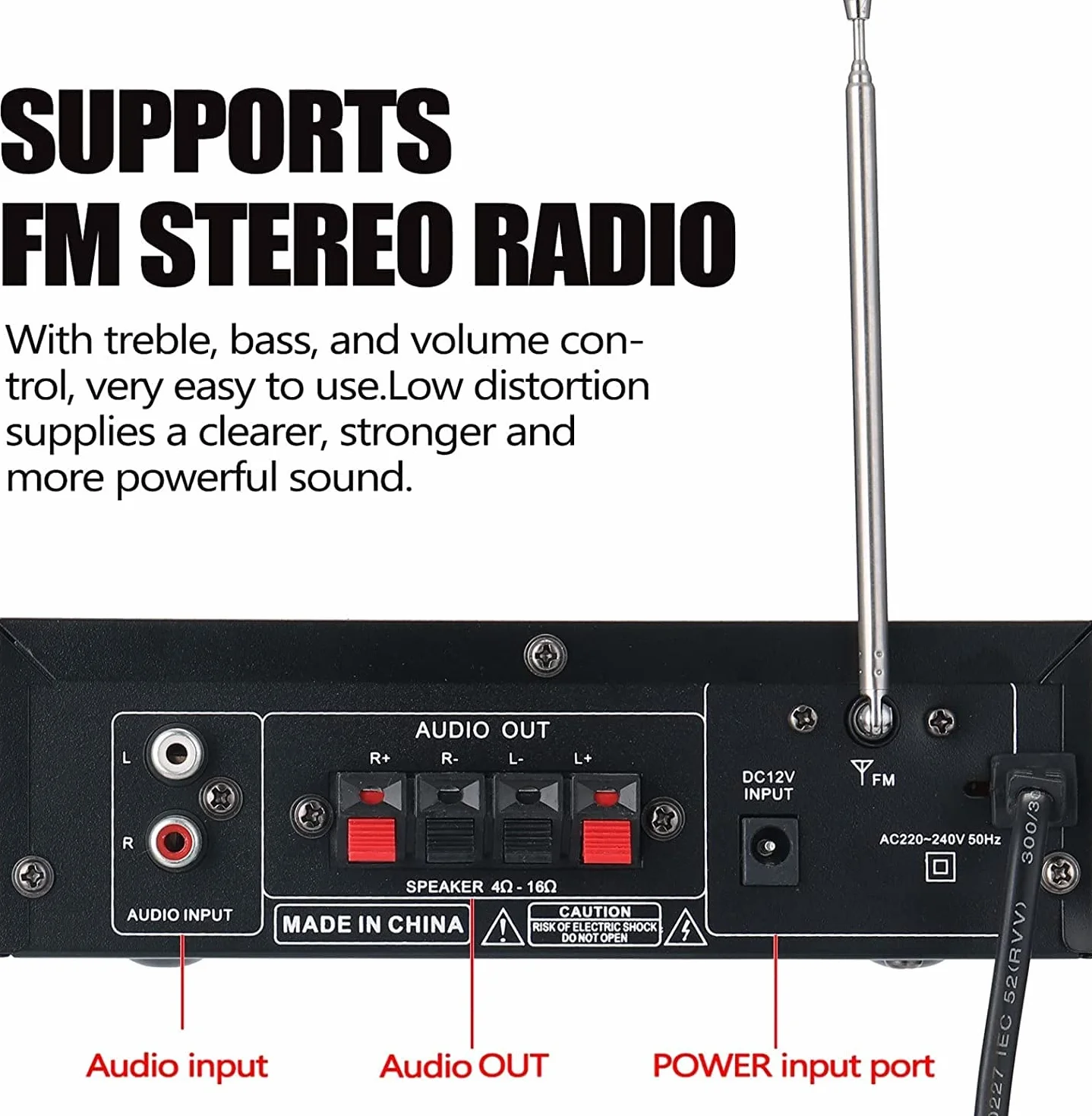 Amplificatore Audio HiFi 600W Stereo Bluetooth 5.0 12V 220V 2 Canali Display LCD Radio FM Portatile