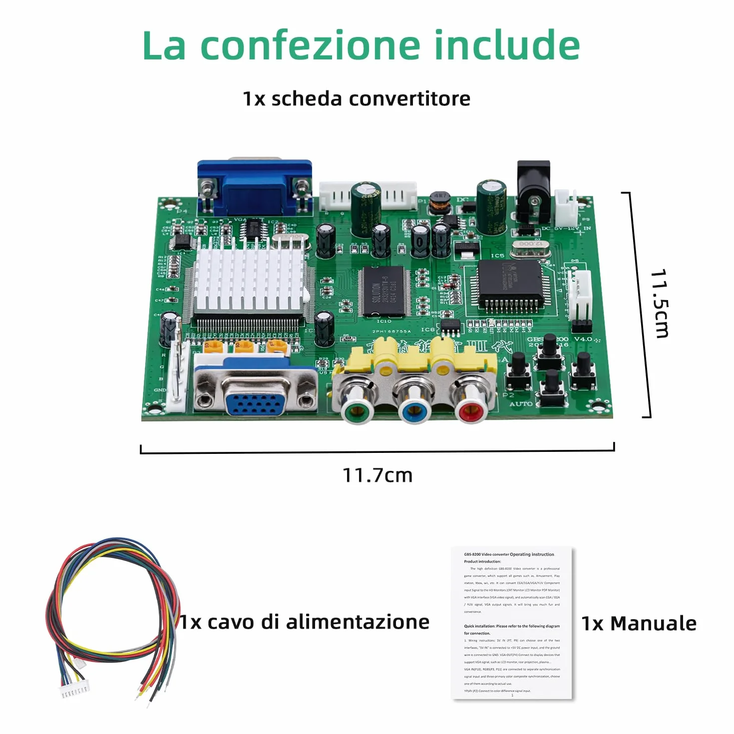 Mcbazel Scheda di conversione video RGB/CGA/EGA a VGA HD Arcade Game per monitor da gioco