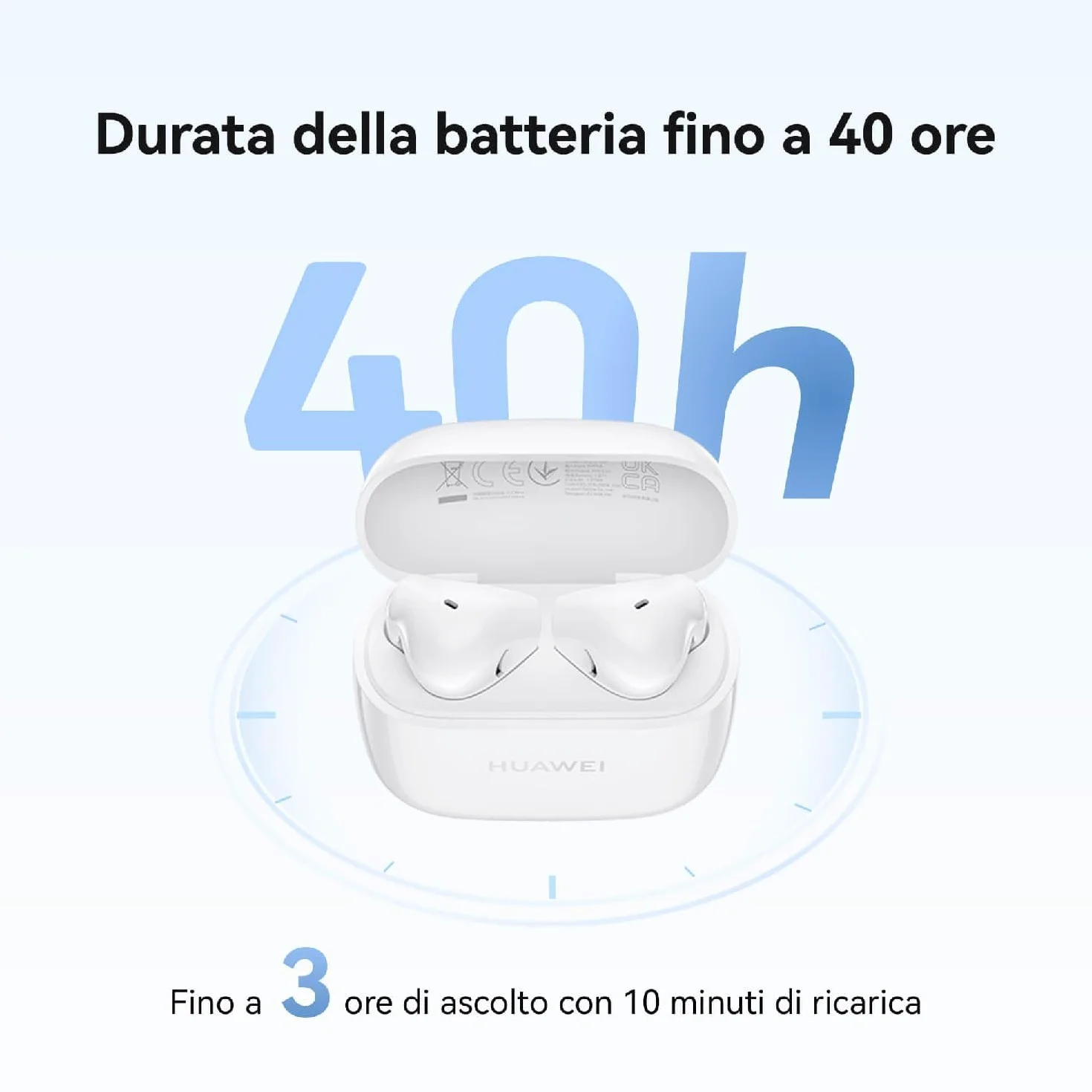 HUAWEI FreeBuds SE 2, Durata Batteria 40 Ore, IP54, Bluetooth 5.3, Bianco
