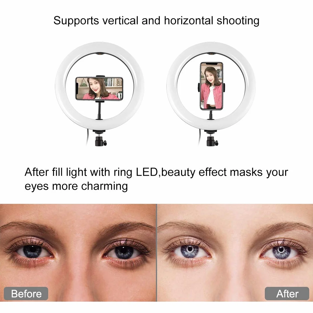 APP LIFE Ring Light 10 Pollici LED 3 Modalità Illuminazione 10 Luminosità Staffa Triangolare