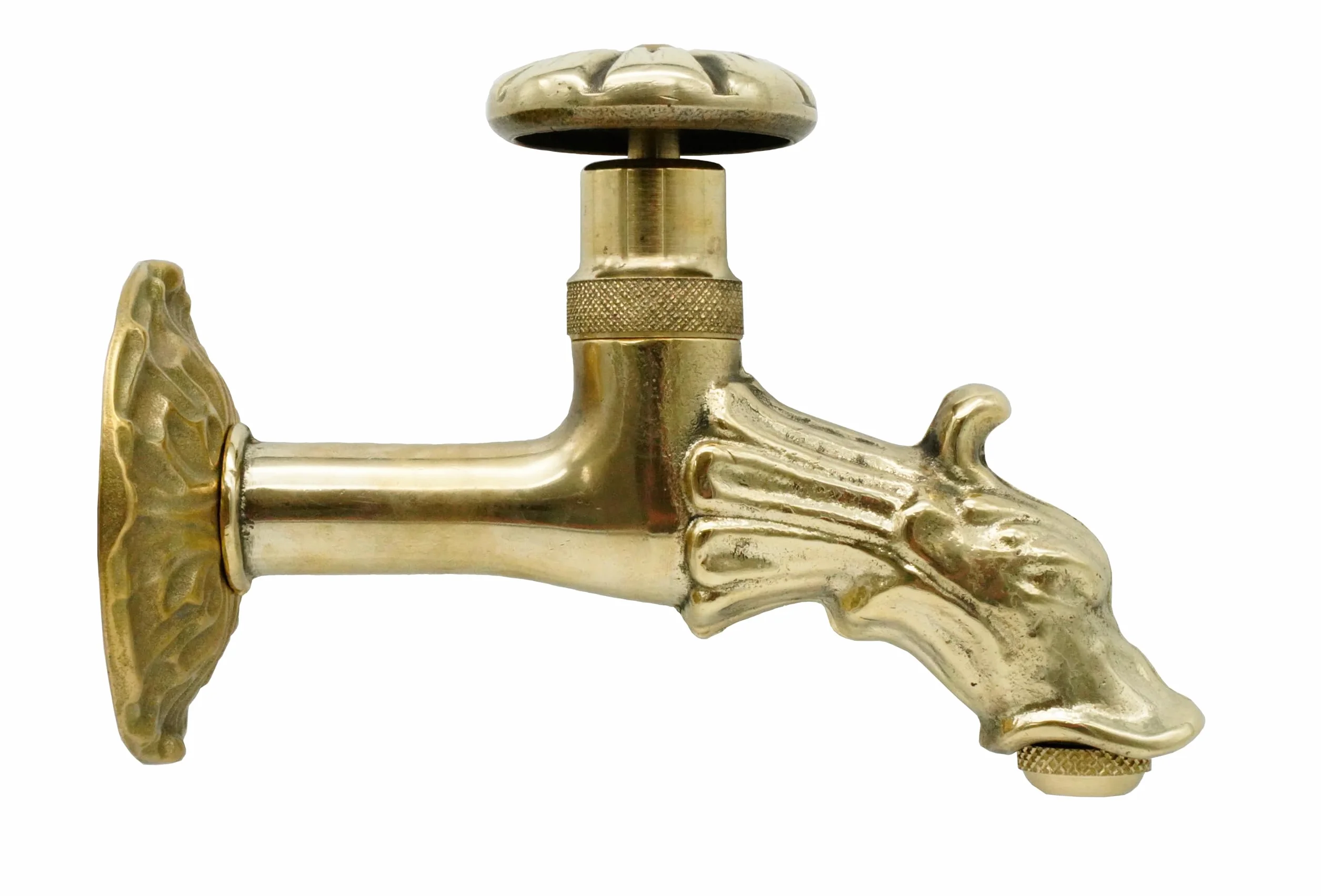 L'ARTISTICA F.LLI PERINCIOLI | Rubinetto Artistico a Vitone con Rosone Grande e Portagomma 1/2" M, Rubinetto in Ottone per Fontane a Colonna o Muro, 115x150mm