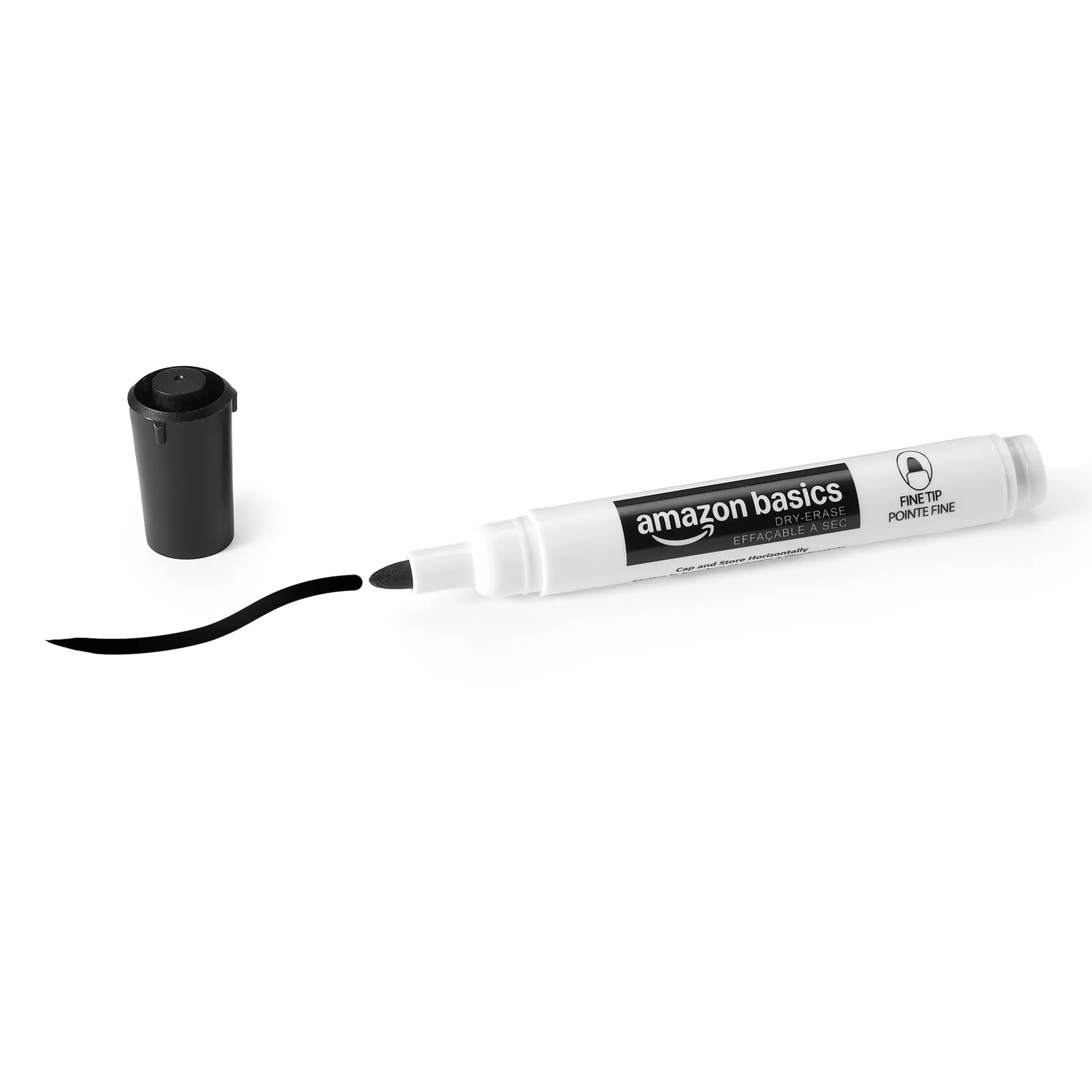 Amazon Basics Low-Odor Dry Erase Whiteboard Markers, Fine Tip, Black, 36 Count