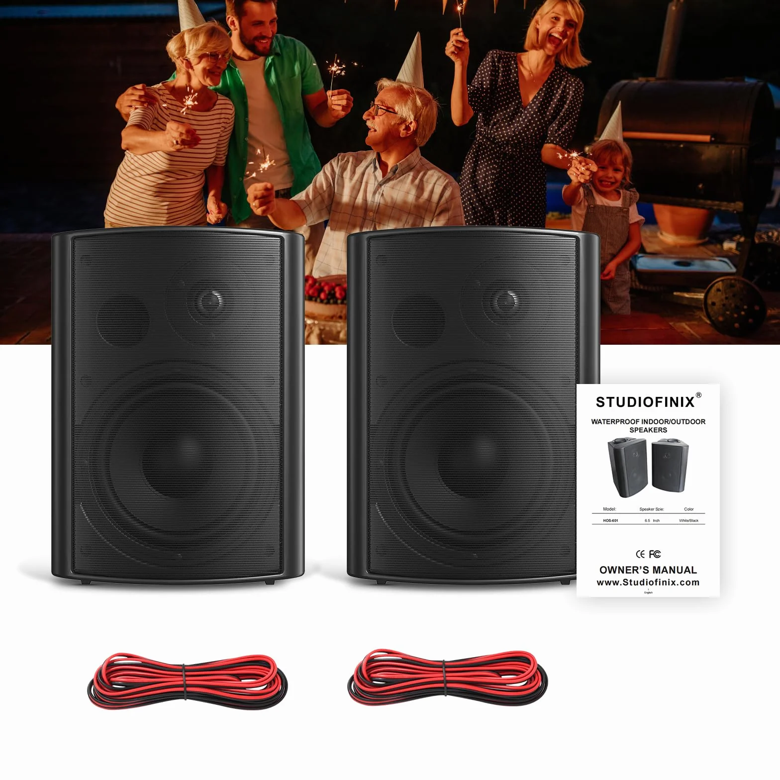 STUDIOFINIX 6.5 Cali Altoparlanti da Parete 2 Vie Passivi Outdoor 400W ABS Nero