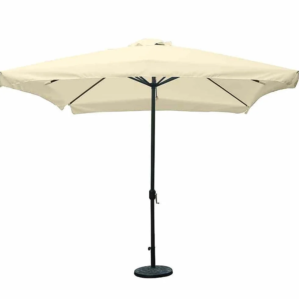 BAKAJI Ombrellone da Giardino Quadrato 3 x 3 Mt Beige Palo Centrale in Acciaio Struttura 8 Stecche Chiusura a Carrucola Sistema Air Vent Arredamento per Esterno Piscina Giardino Terrazzo Ambienti