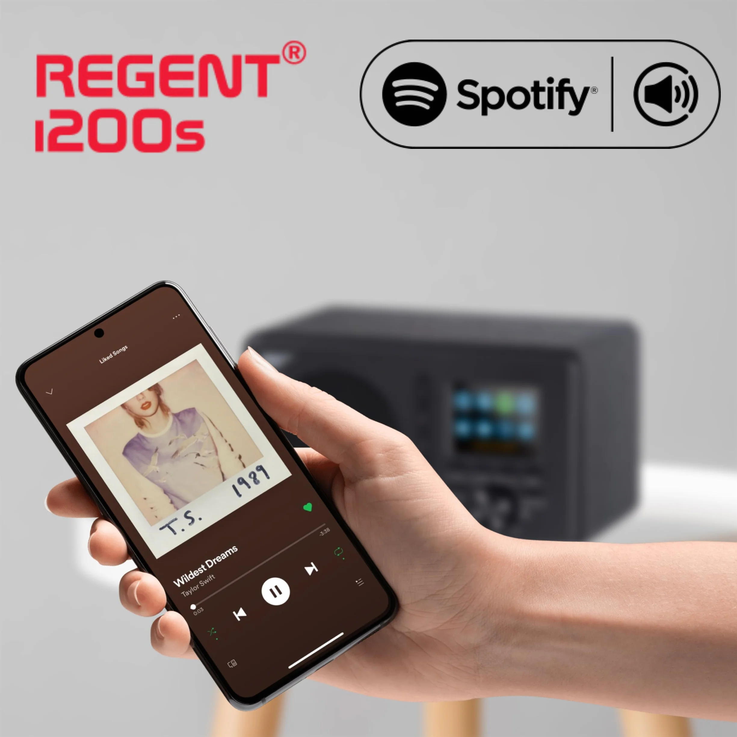 Ferguson Regent i200s Radio Internet WLAN Bluetooth FM DAB DAB+ UHF Spotify Connect Radiosveglia Equalizzatore Display a colori USB AUX-IN Sleep Timer Controllo App Telecomando