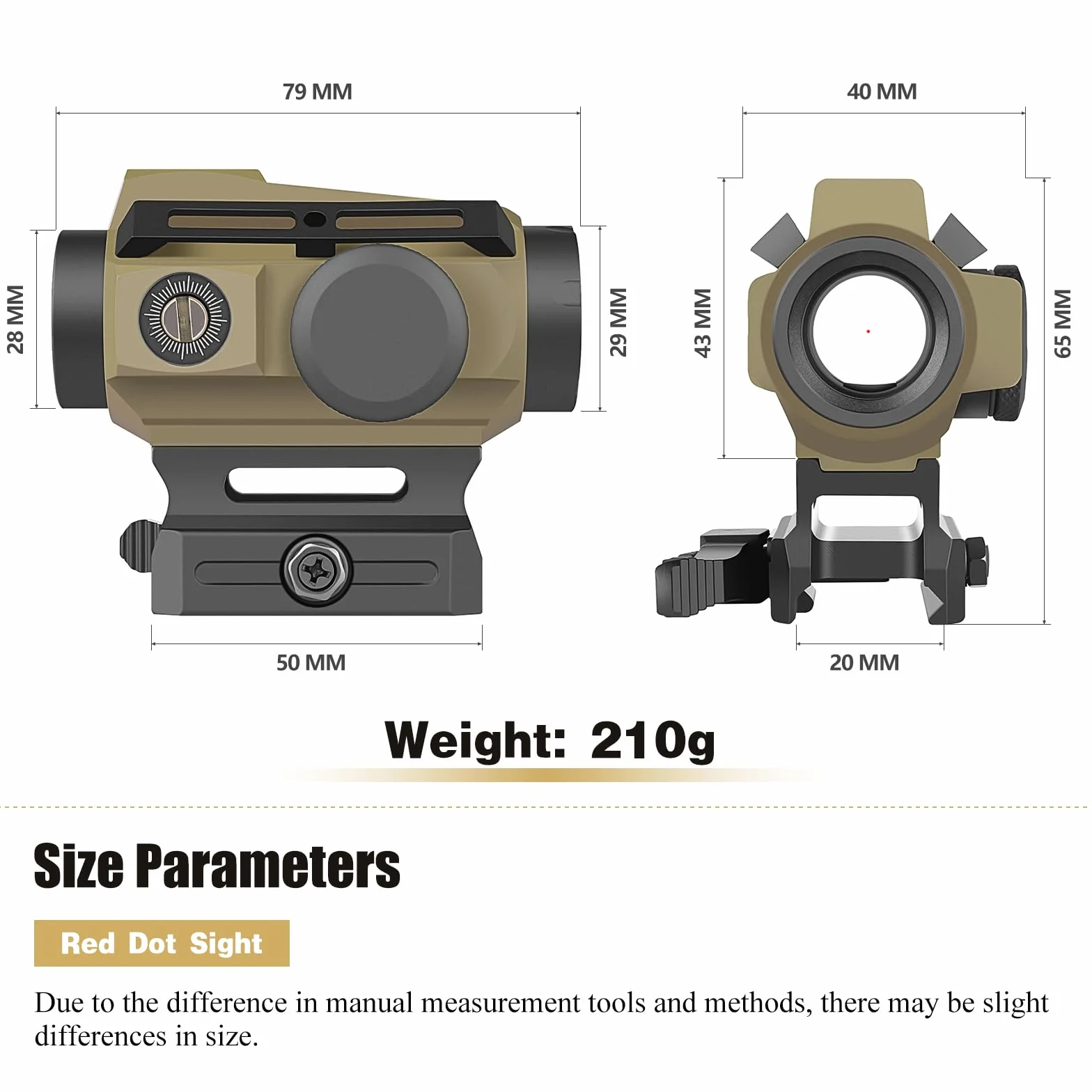 SPINA OPTICS Red Dot Sight 1x20mm 2 MOA Rifle Scope Riflesso con Reticle Dot/Cross Circle 7 livelli luminosità QD Mount