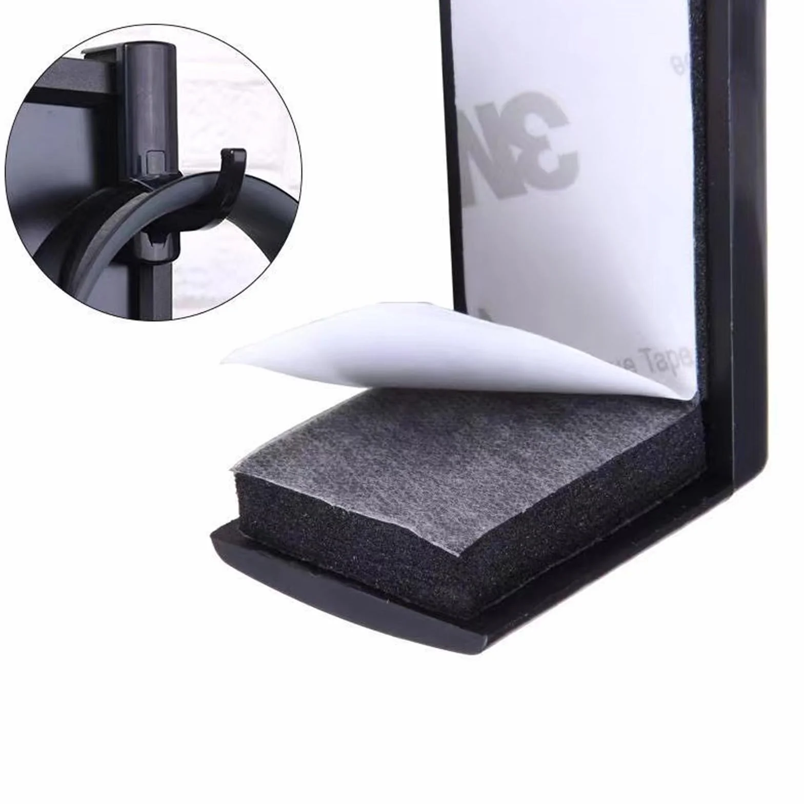Supporto Cuffie da Parete Plastica Nero 4 Pezzi