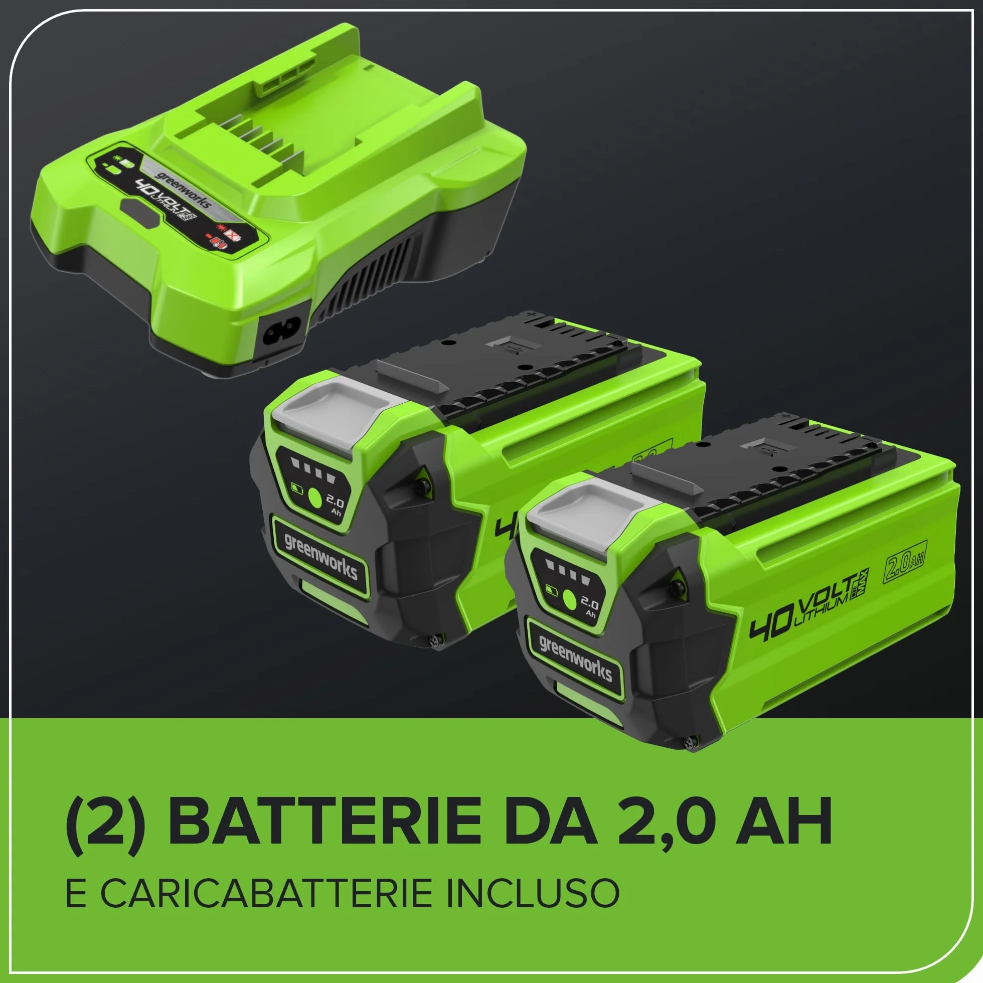 Greenworks 40V Aspiratore Soffiatore a Batteria per Foglie, Motore Brushless, 370km/h, 14.17 m³/min, Sacco di Raccolta da 45L, Due Batterie 2Ah e Caricabatterie, Garanzia 3 Anni GD40BVIIK2X